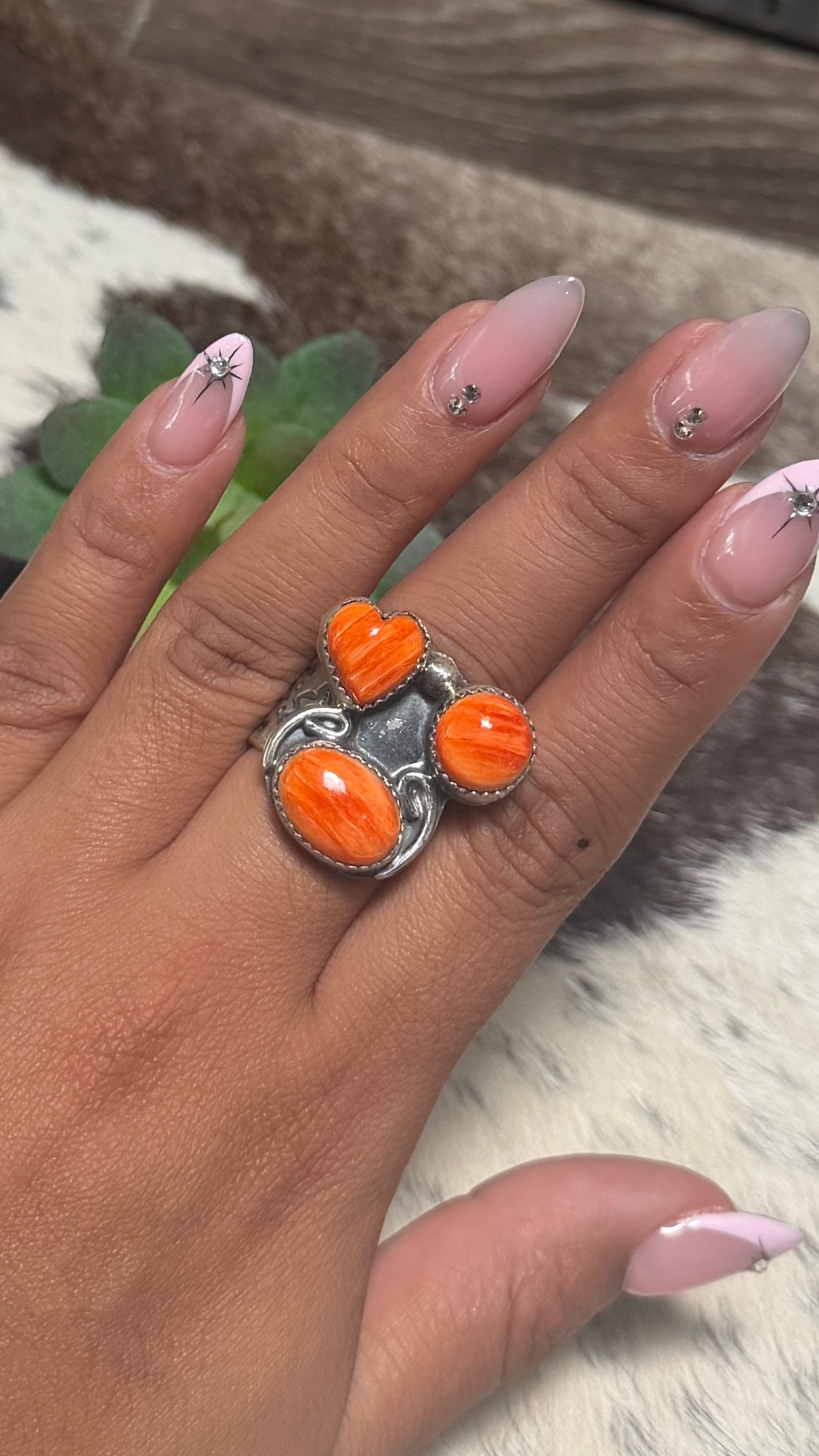 Gilbert Nez Orange Spiny Ring, Size7