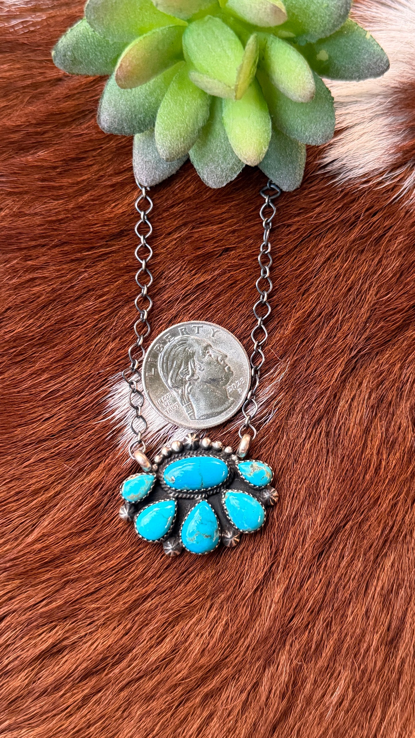 Native Turquoise half cluster
