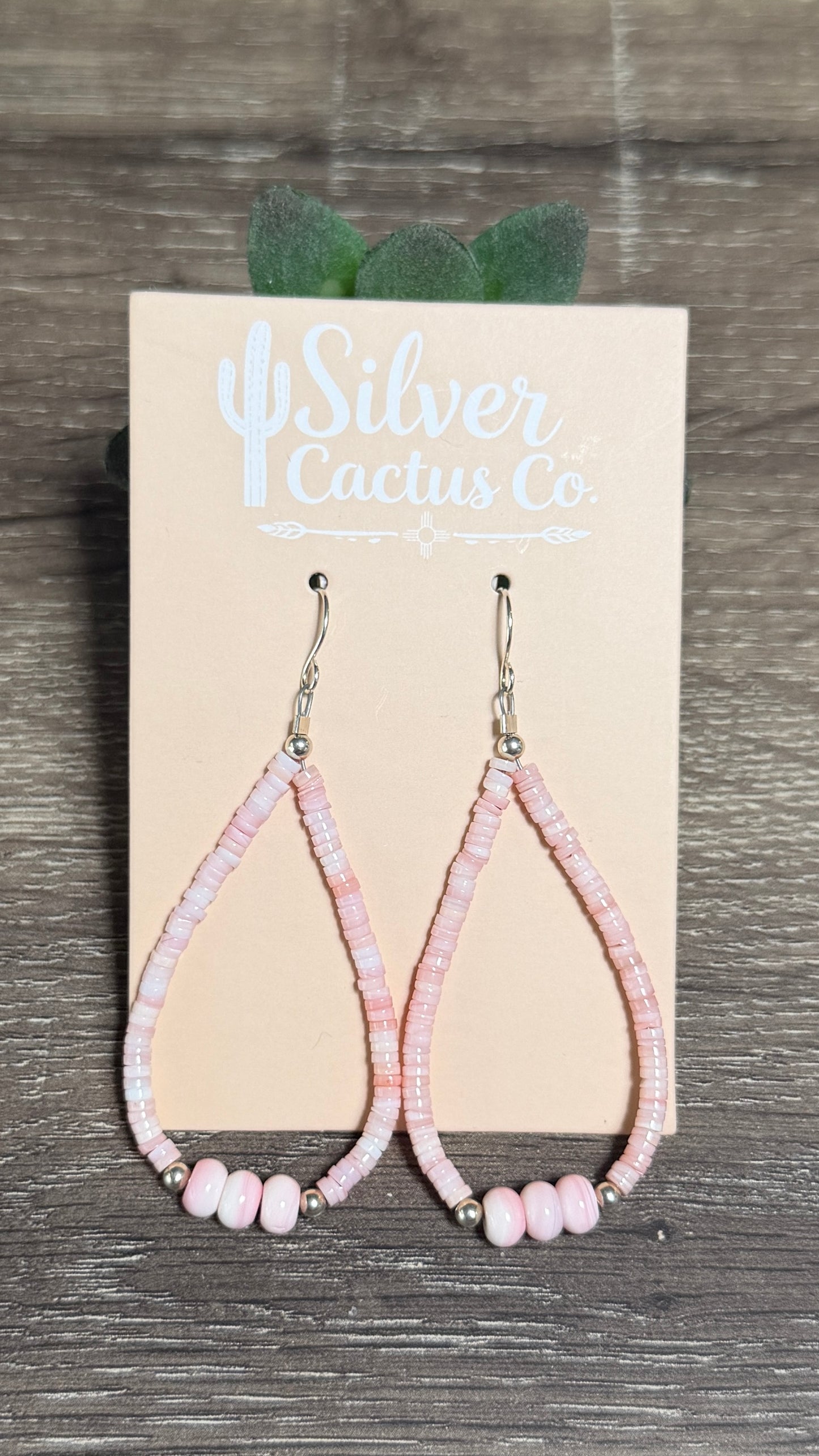 pink conch heishi loops