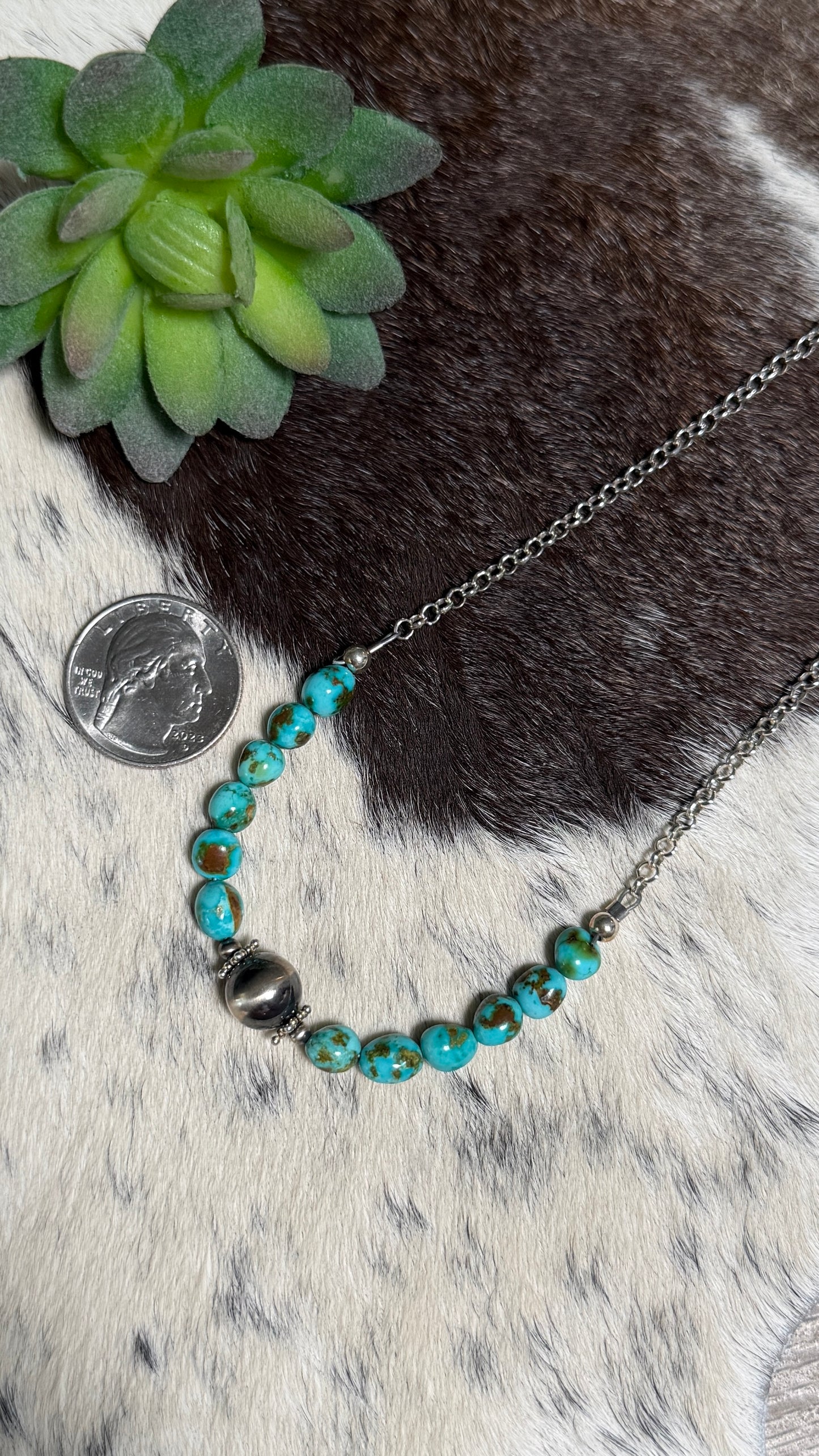 Chain stacker necklace with Sonoran gold beads