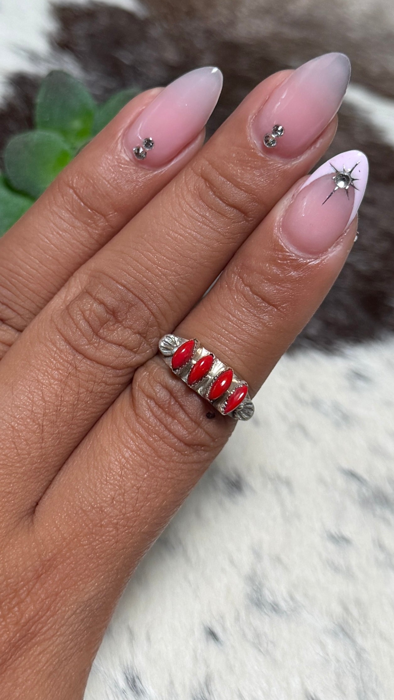 Zuni red coral ring size 6