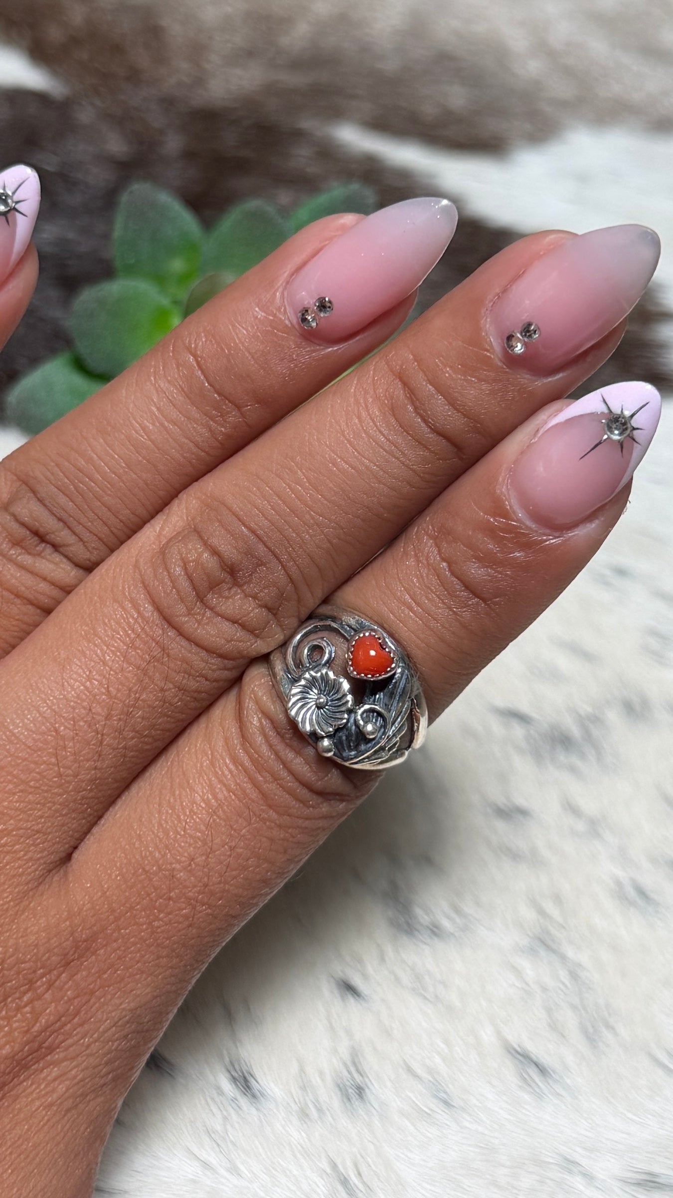 Virginia Sandoval red coral heart ring