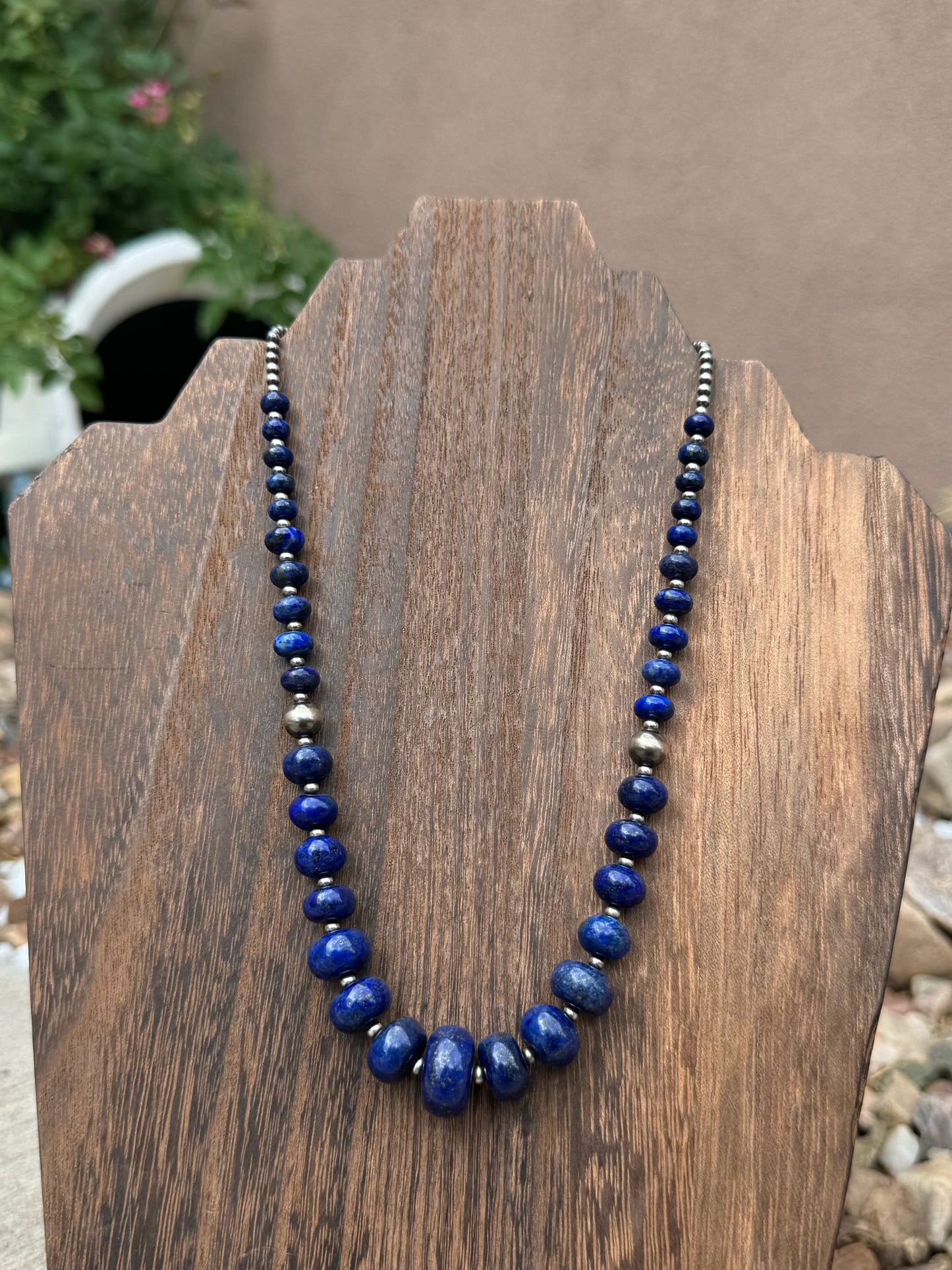 Blue Lapis & Silver Pearl necklace