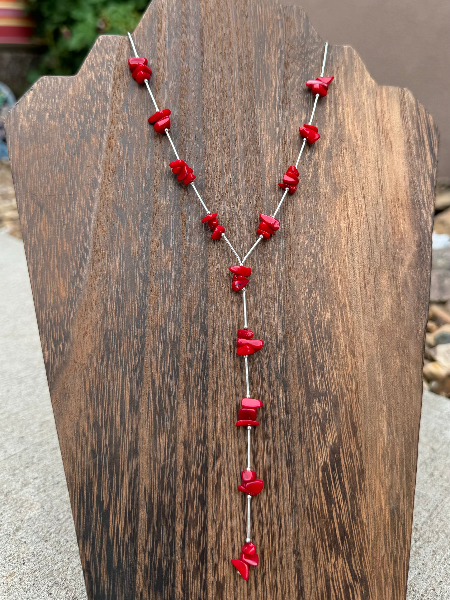 Red coral lariat