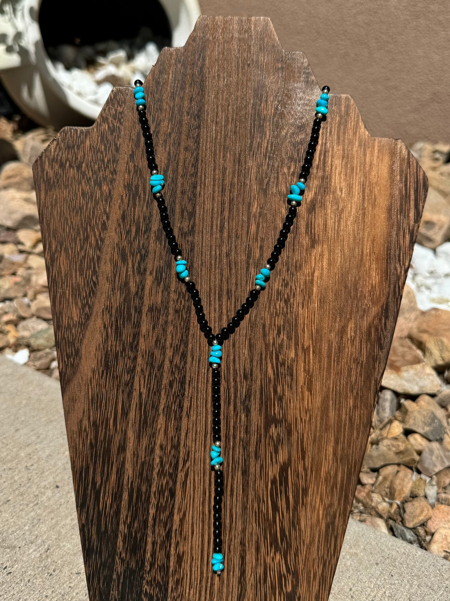 Black onyx & Sleeping beauty lariat