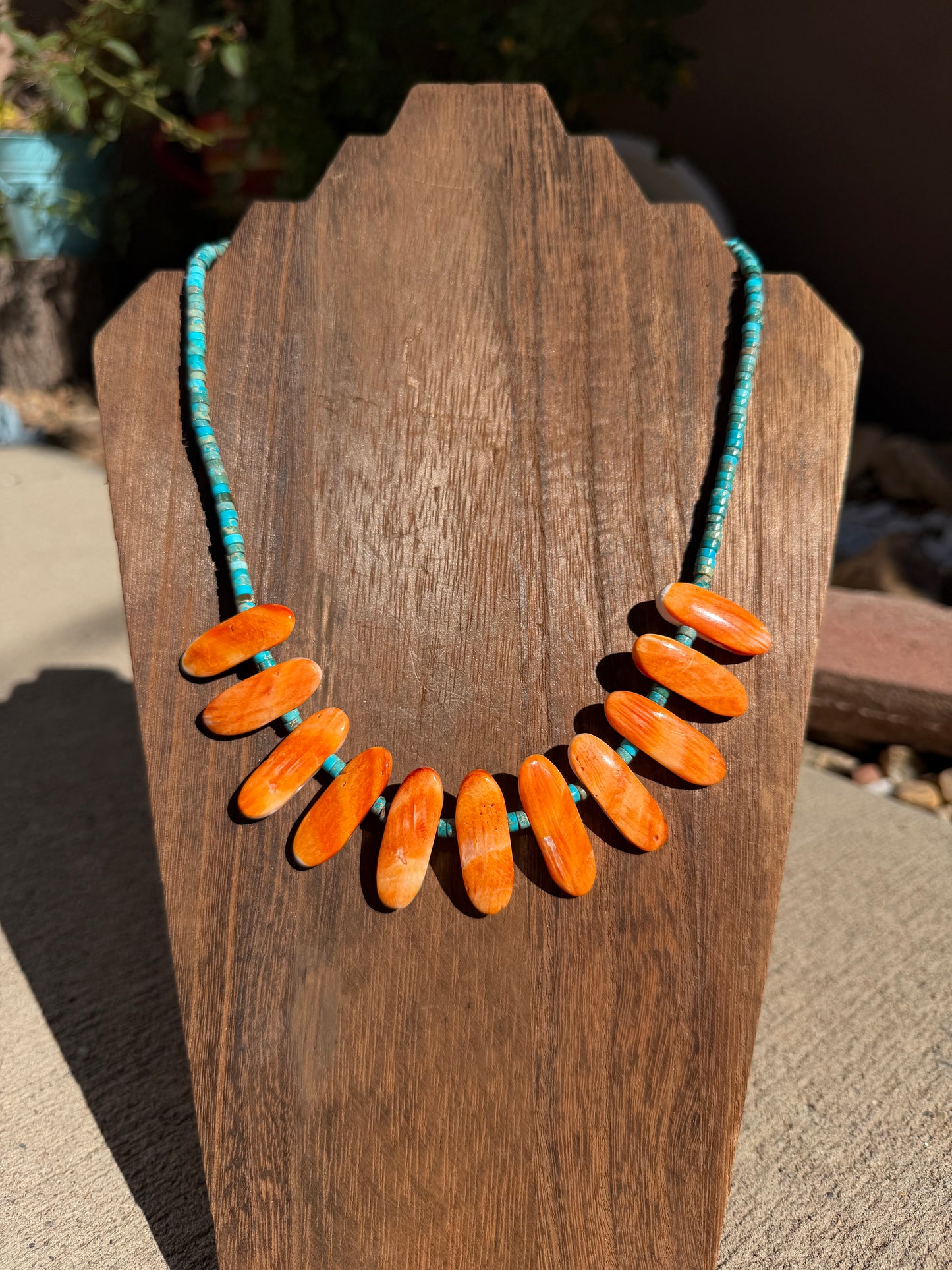 Orange spiny Slab necklace