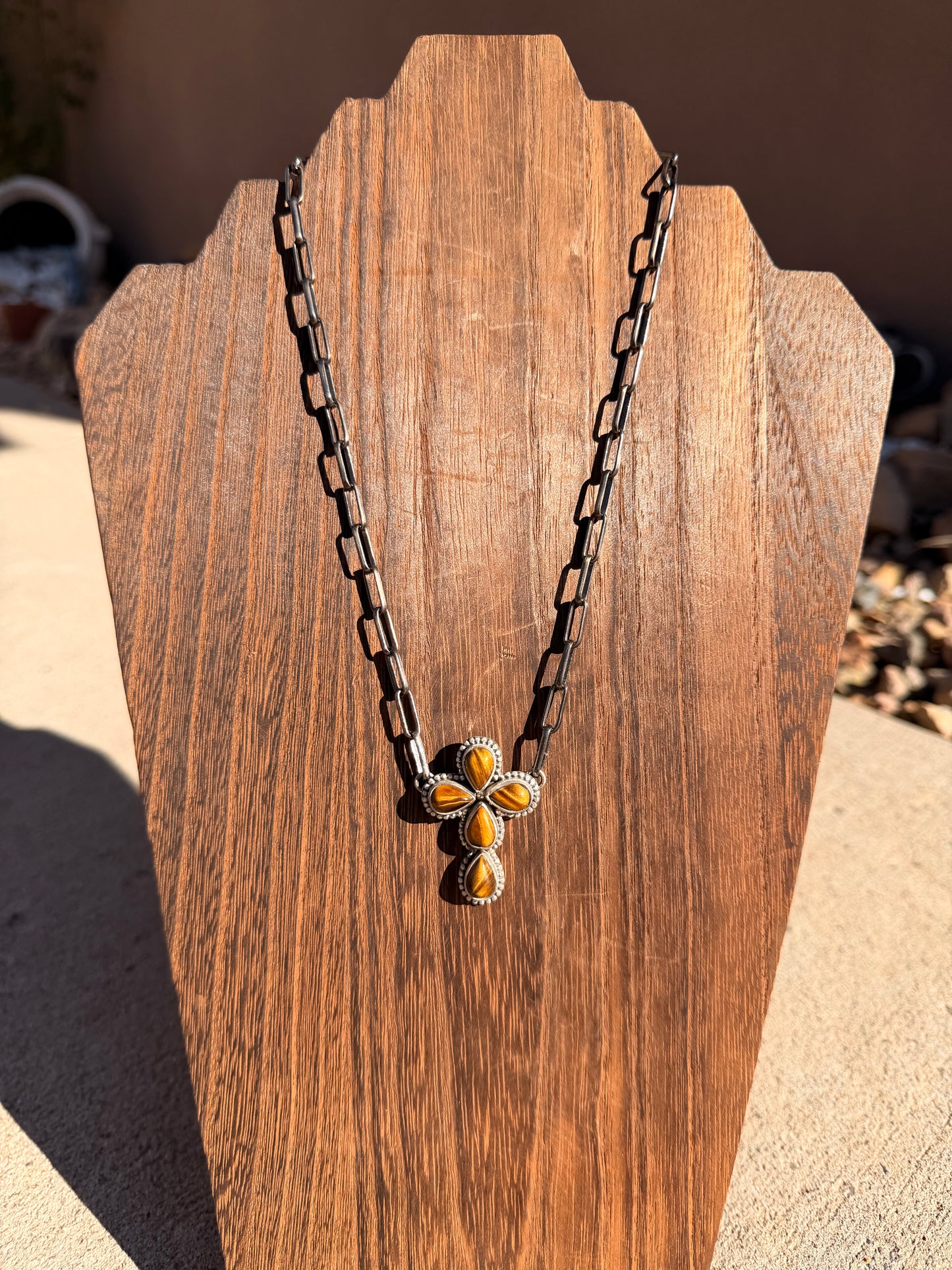 Tigers Eye Cross Bar Necklace