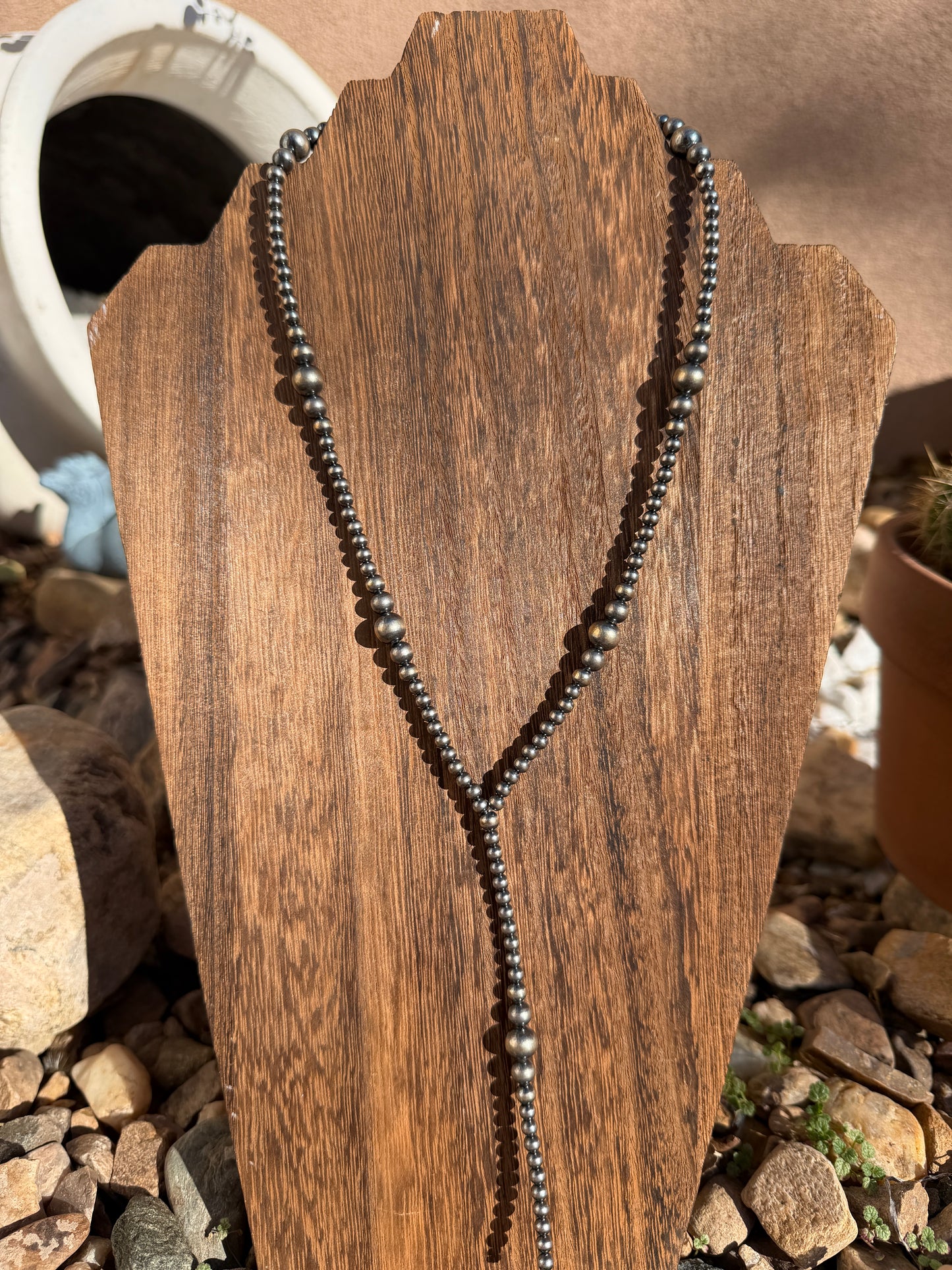 The Everyday Graduated Silver Pearl Lariat