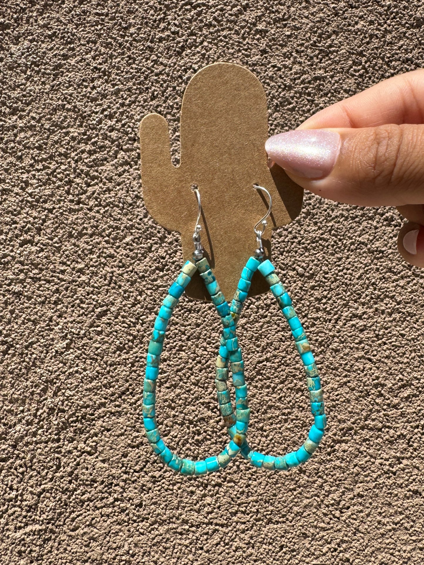 Turquoise heishi loop earrings