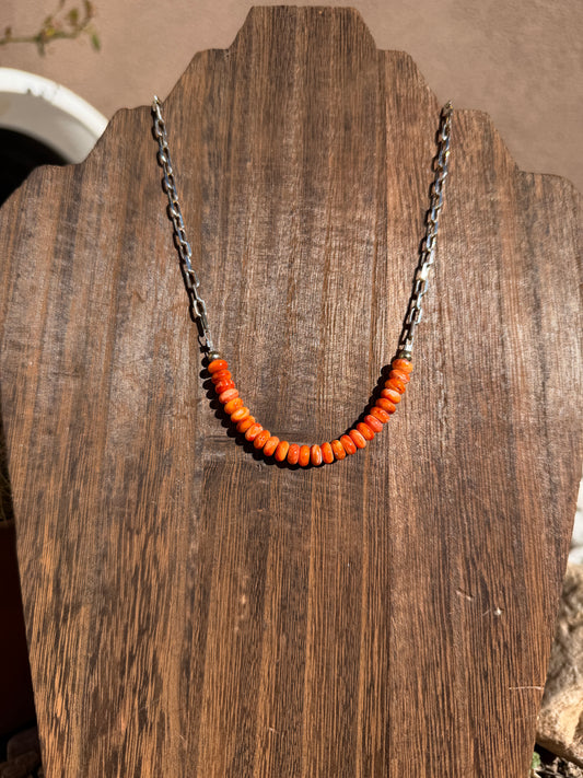 Orange spiny chain necklace