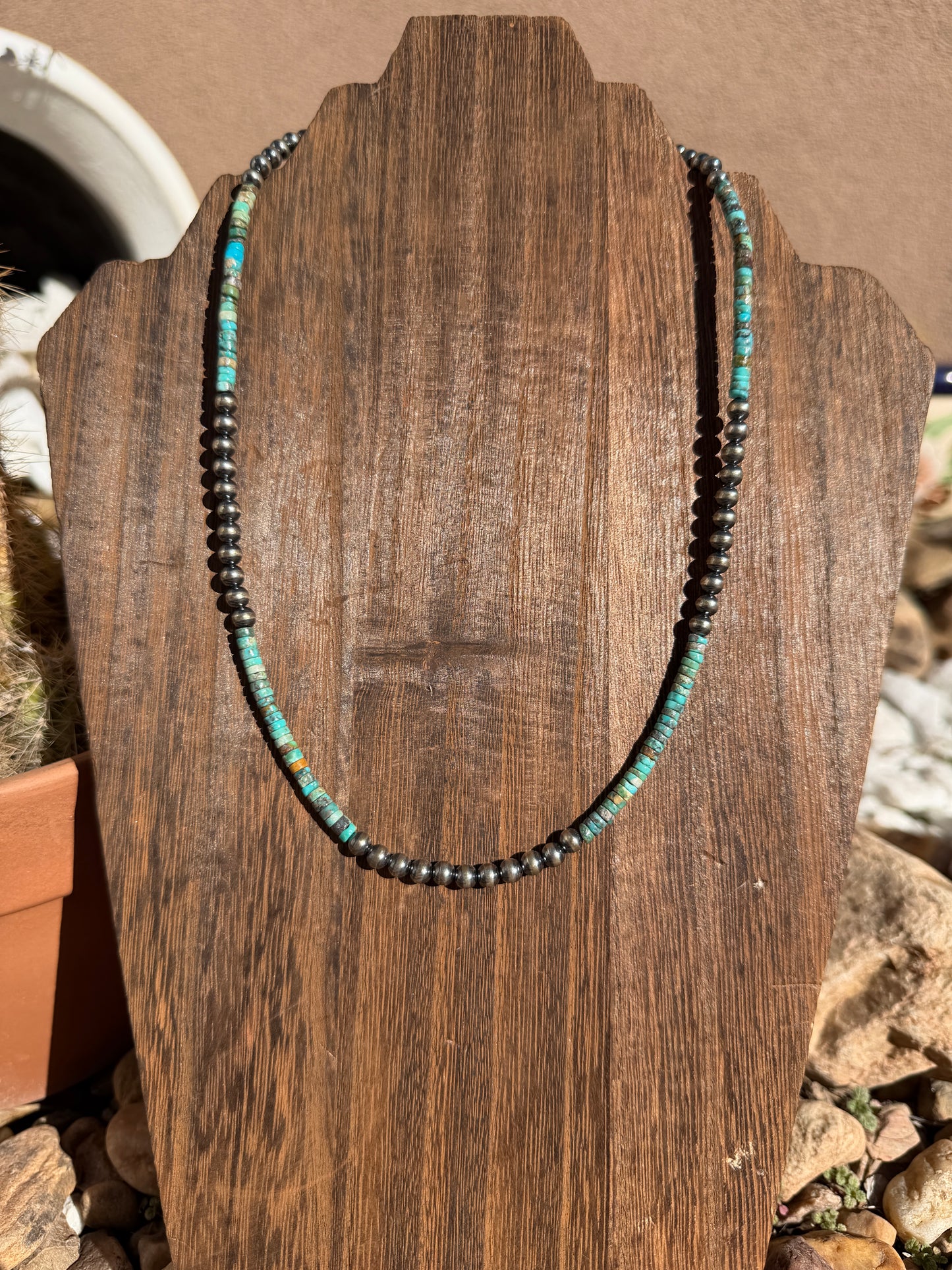 Turquoise heishi & pearls