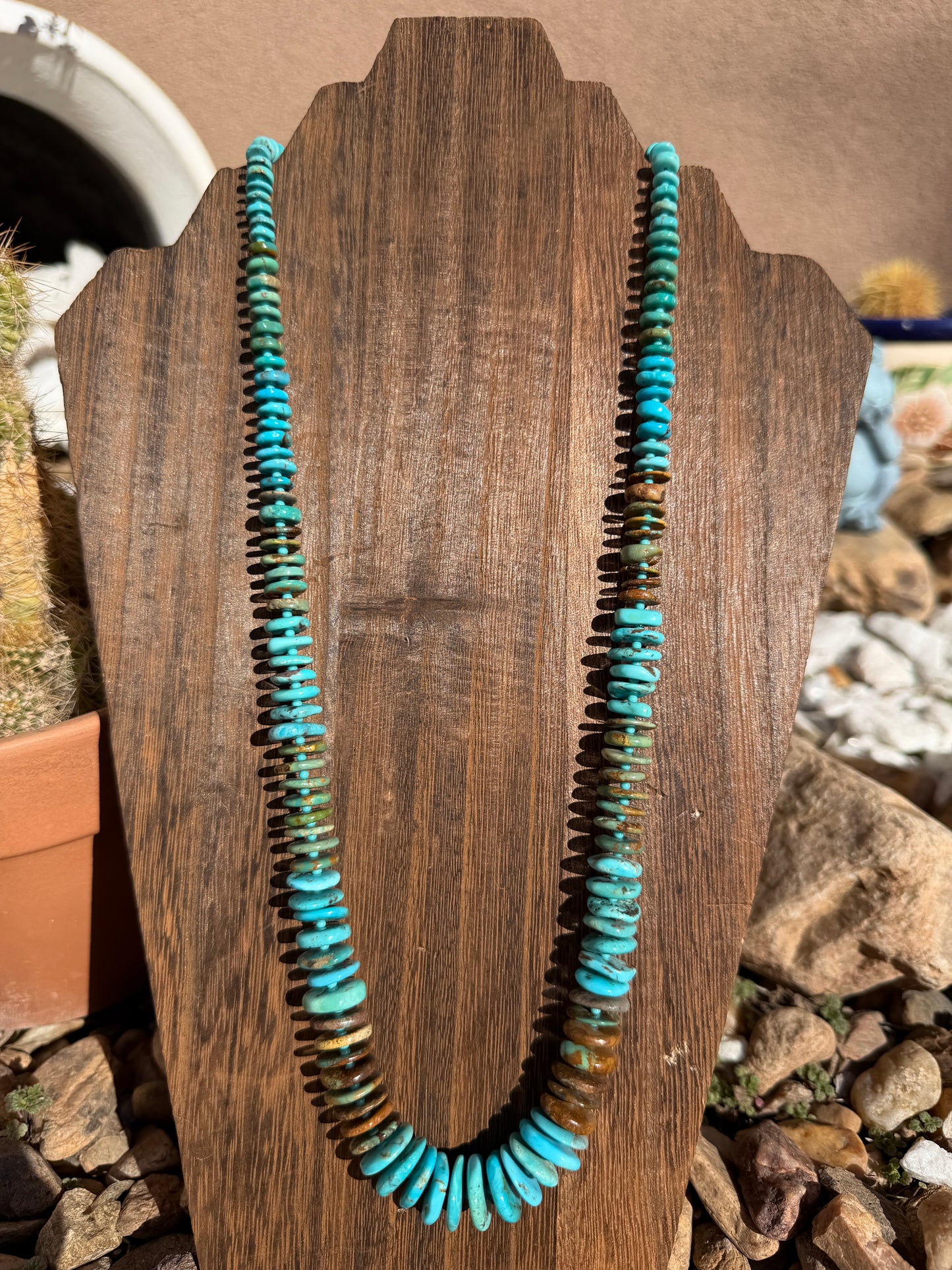 Turquoise disk necklace