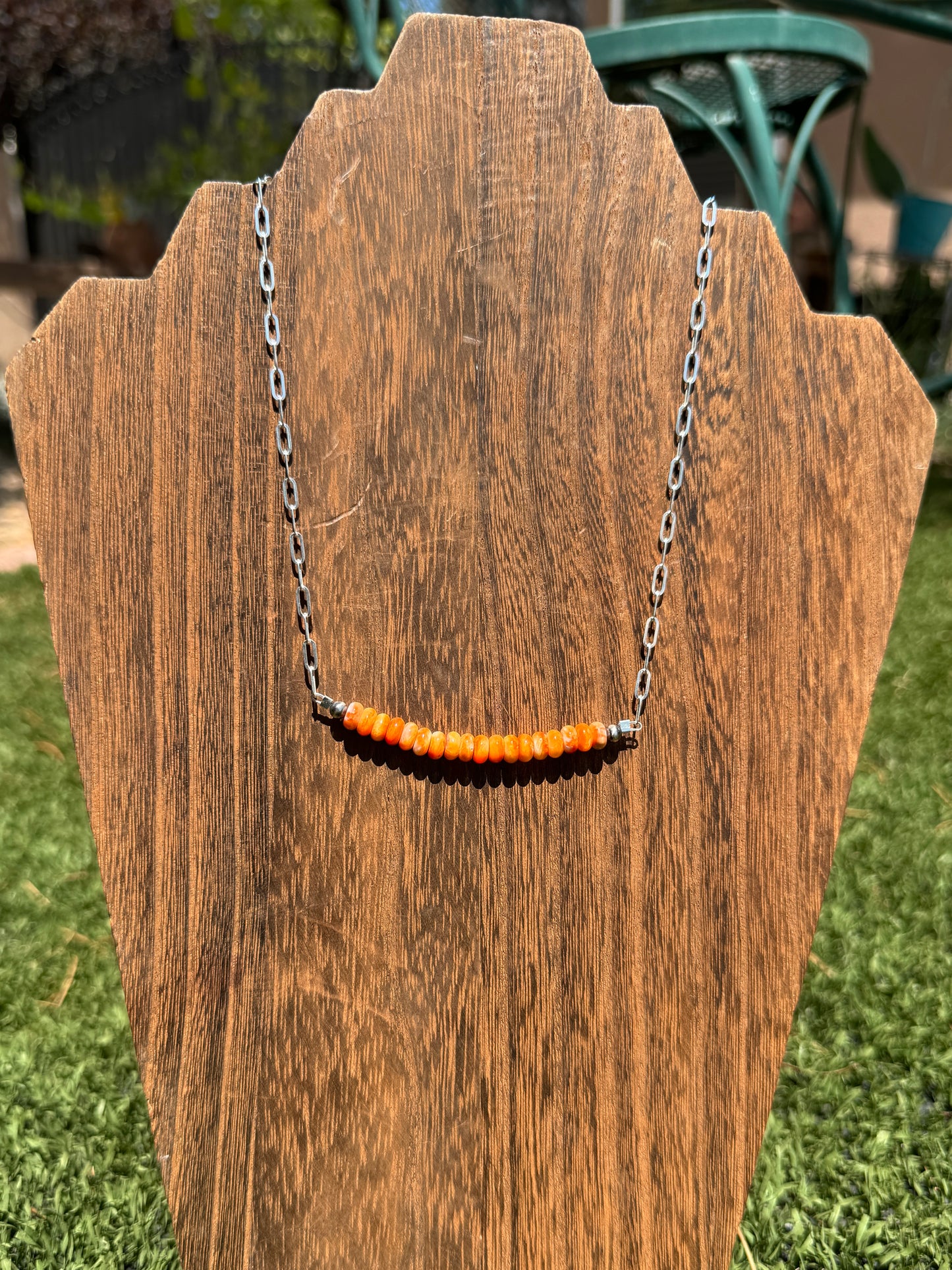 Orange spiny rondelle necklace