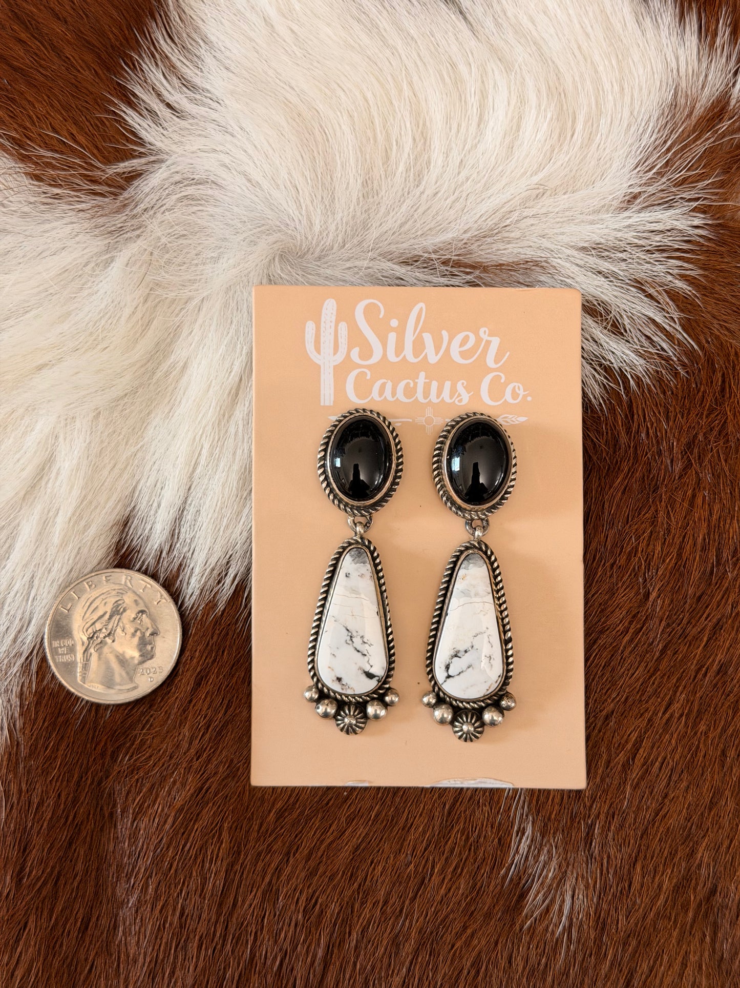 Albert Jake Black Onyx and White Buffalo Earrings