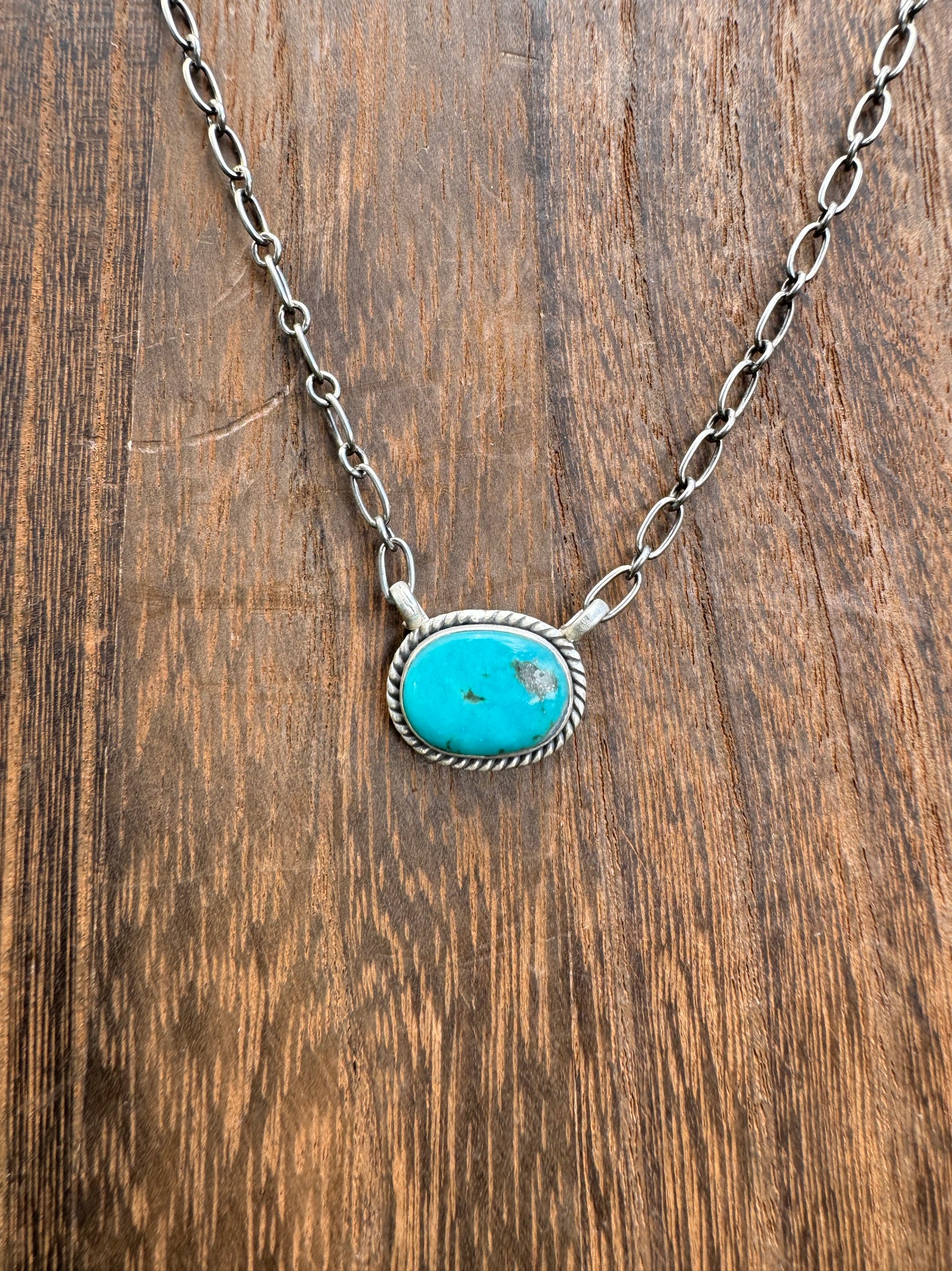 Round Turquoise bar necklace