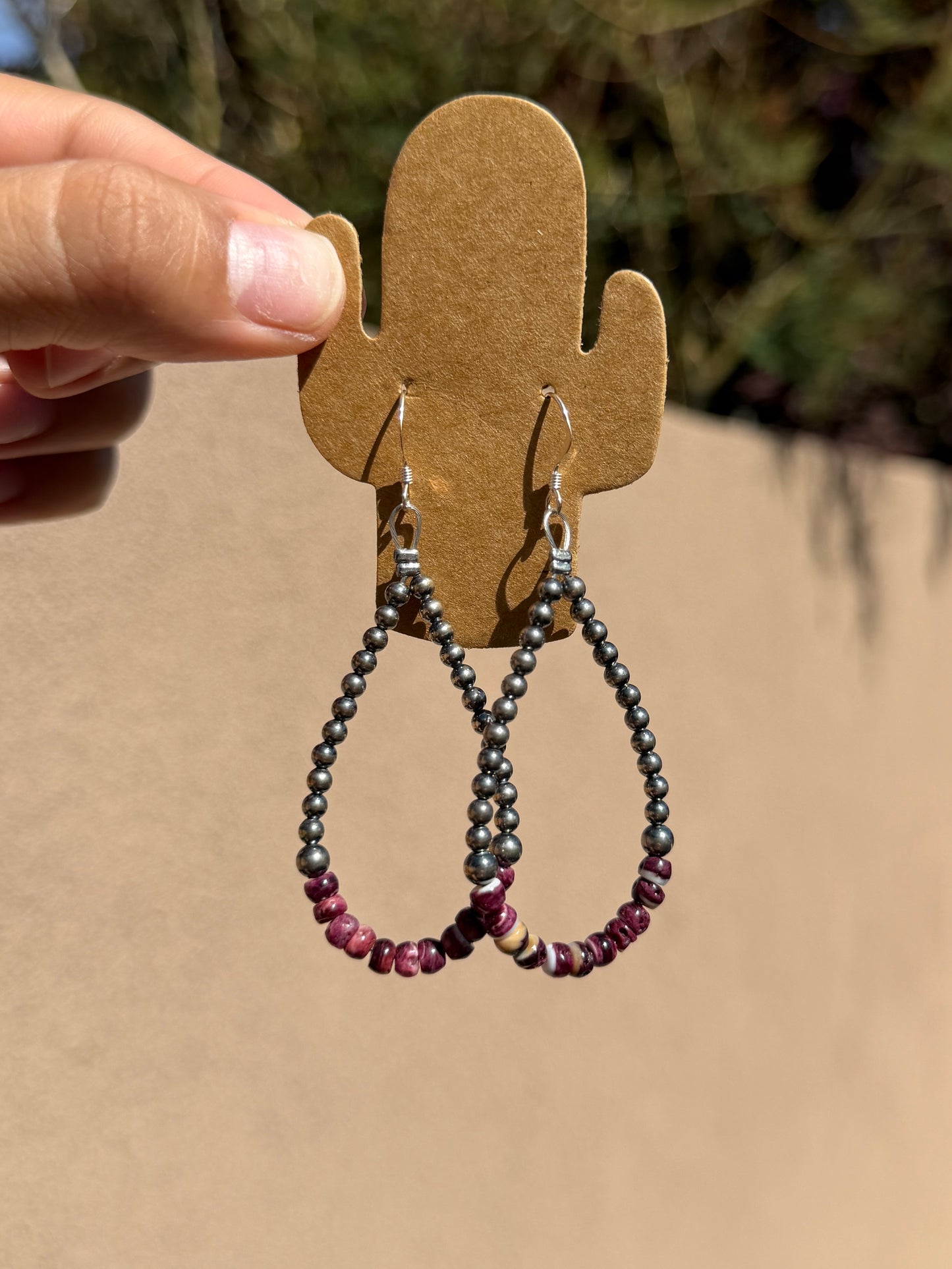 Pearls & Purple Spiny loop earrings