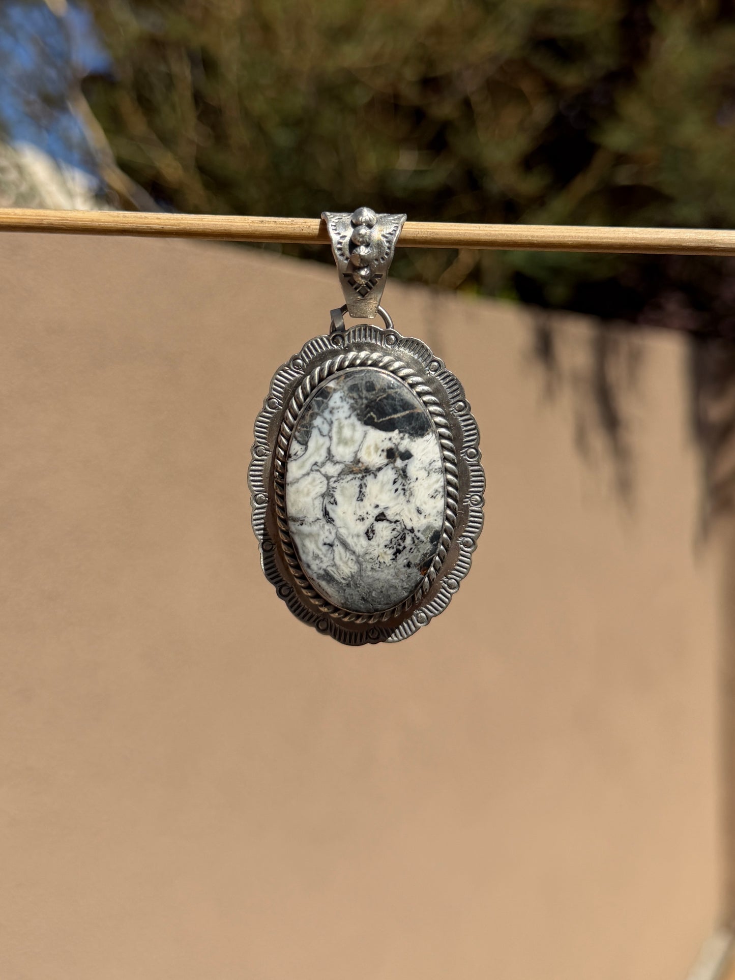 Jeff Largo White buffalo scalloped pendant