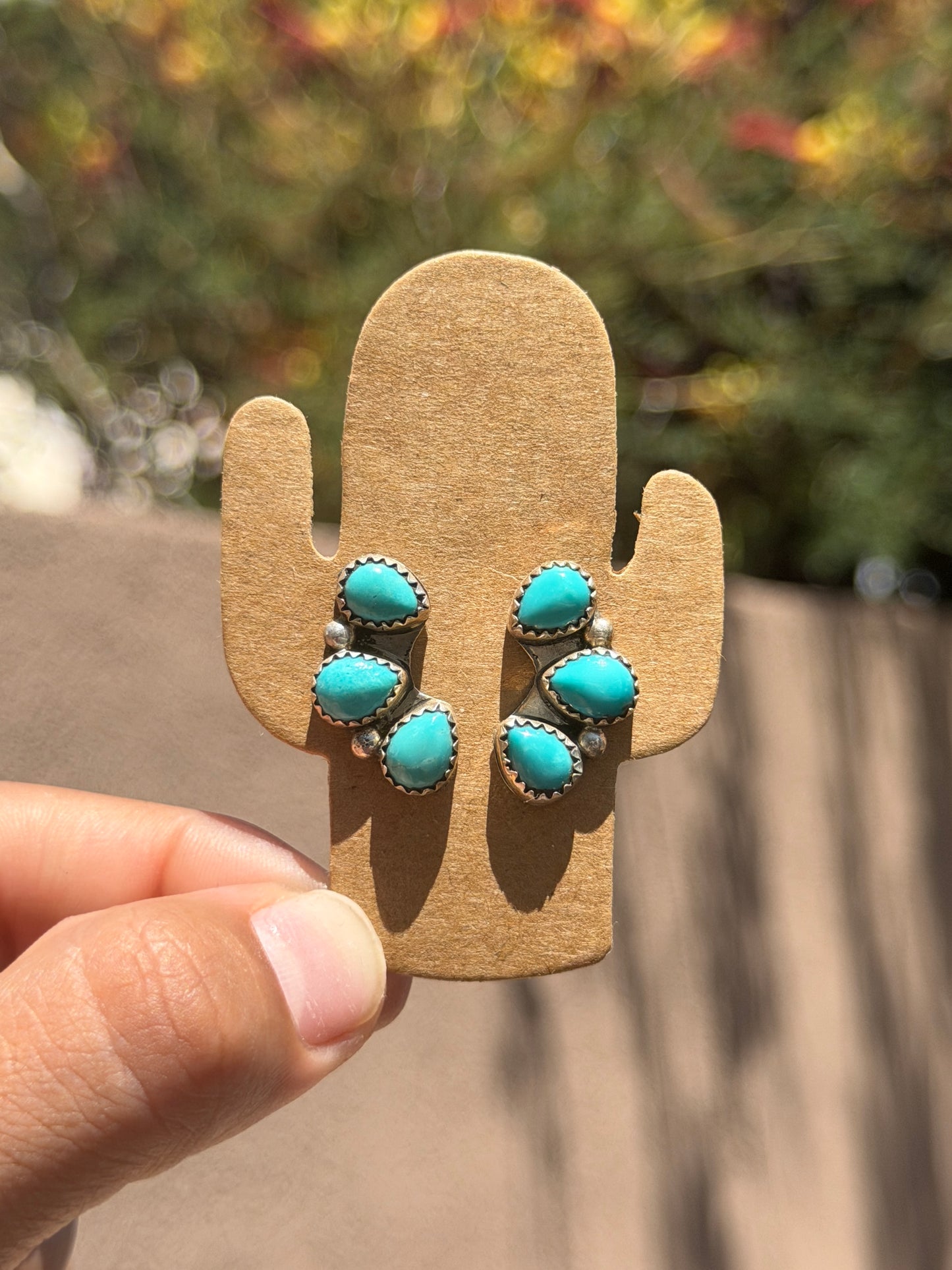 3 stone Turquoise earrings