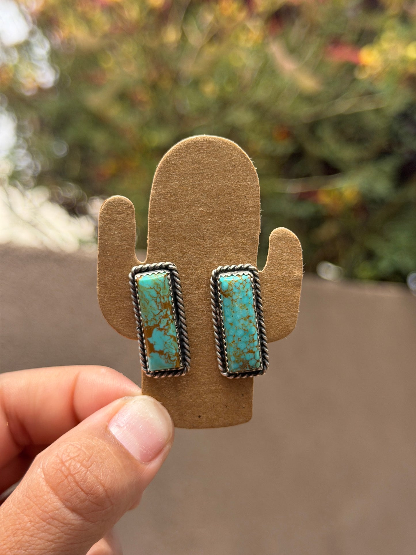 Virginia Becent Kingman Turquoise bar earrings