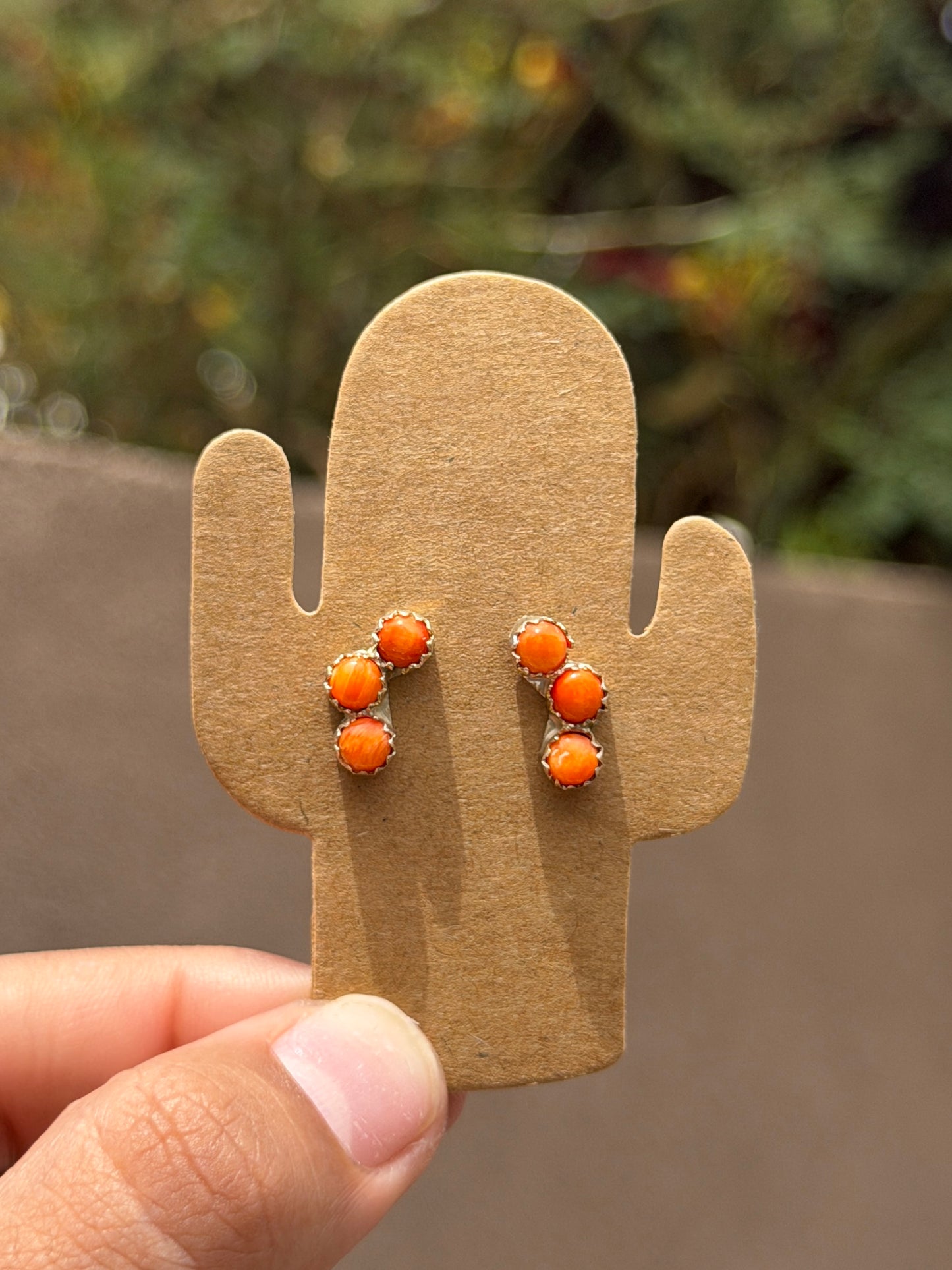 Janice Spencer Orange spiny earrings