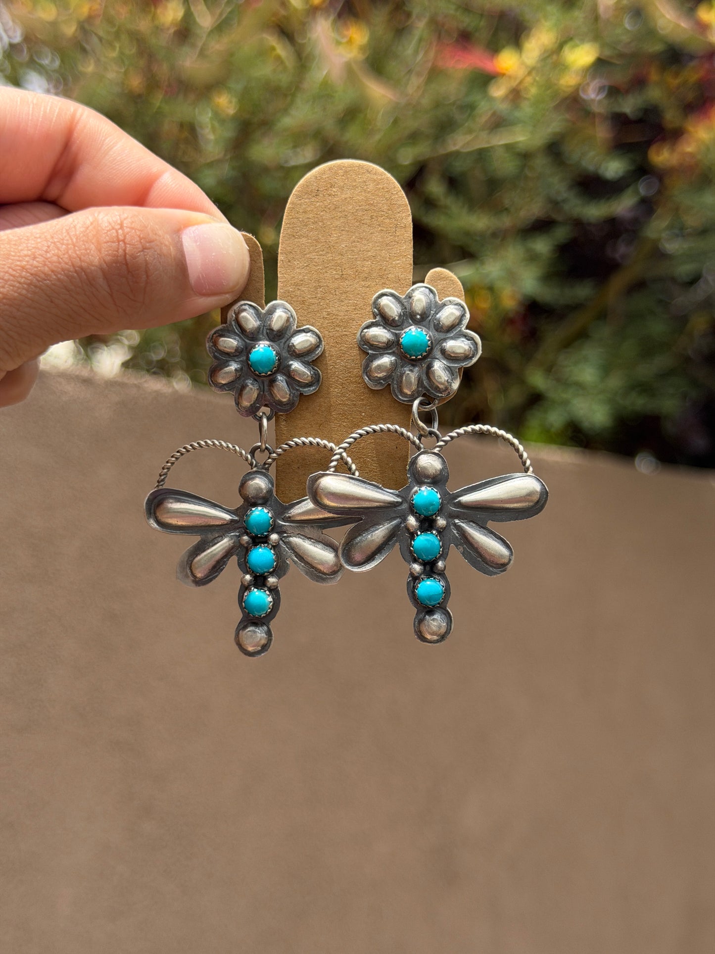 Gabrielle Yazzie Dragonfly & turquoise dangles