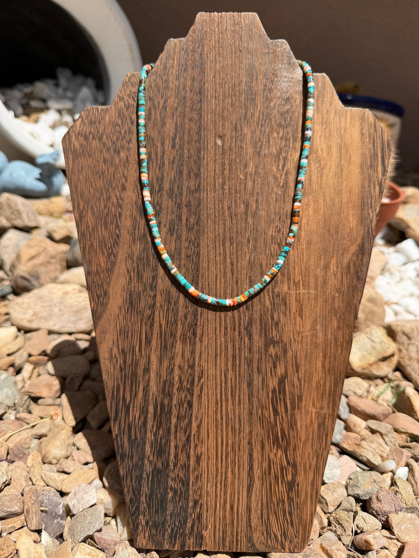Compressed Turquoise Heishi Necklace