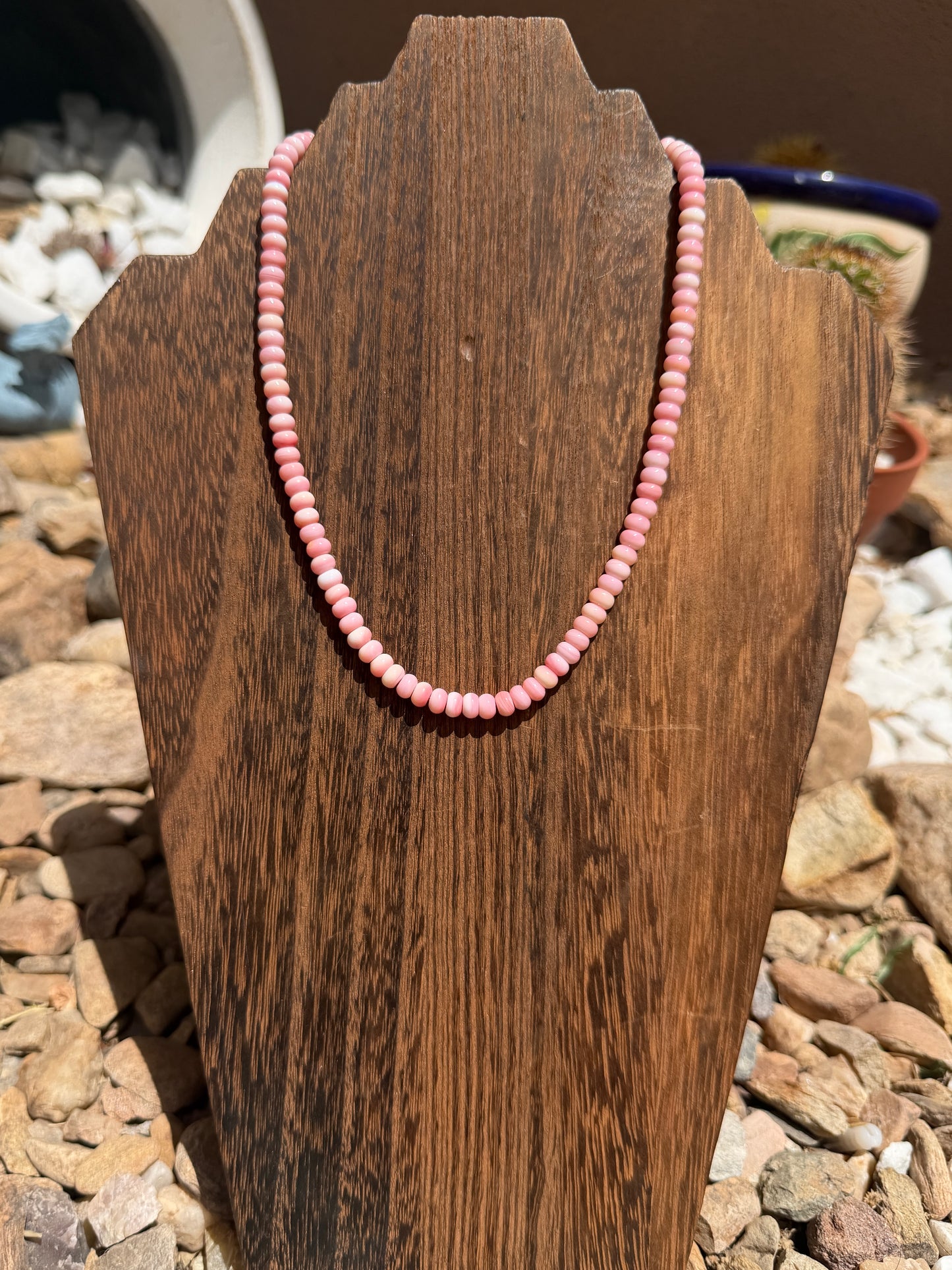 Pink Conch Rondelle Necklace