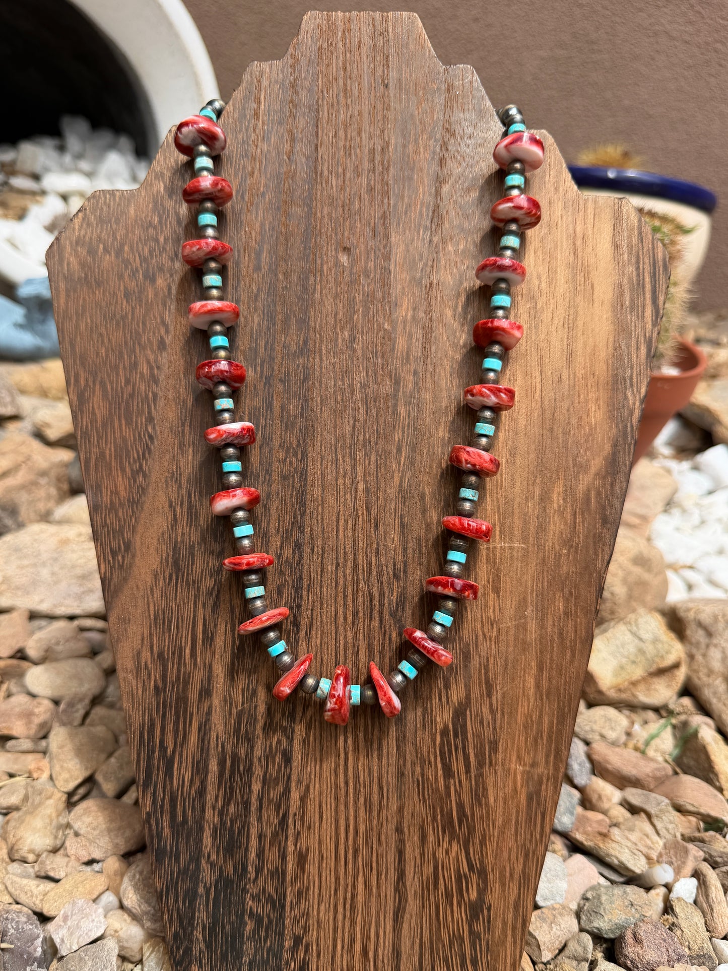 Chimney Butte Red Spiny and Turquoise Necklace