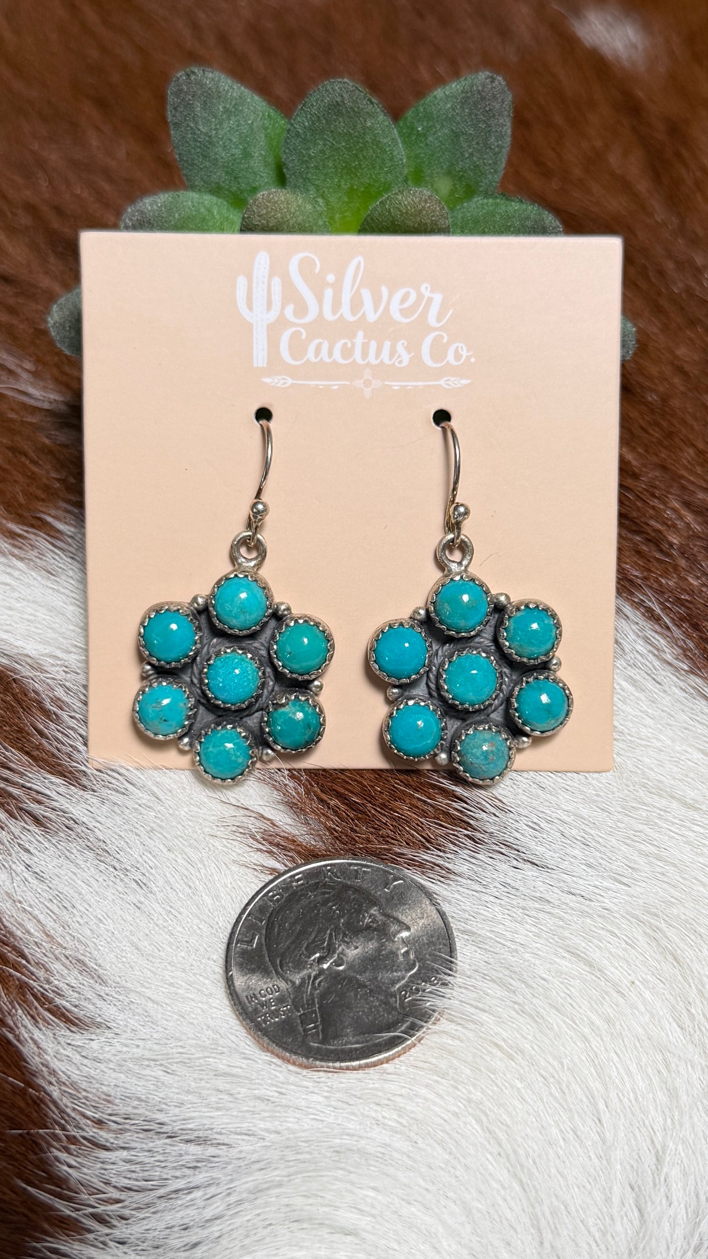 Native Made Turquoise Cluster Dangles