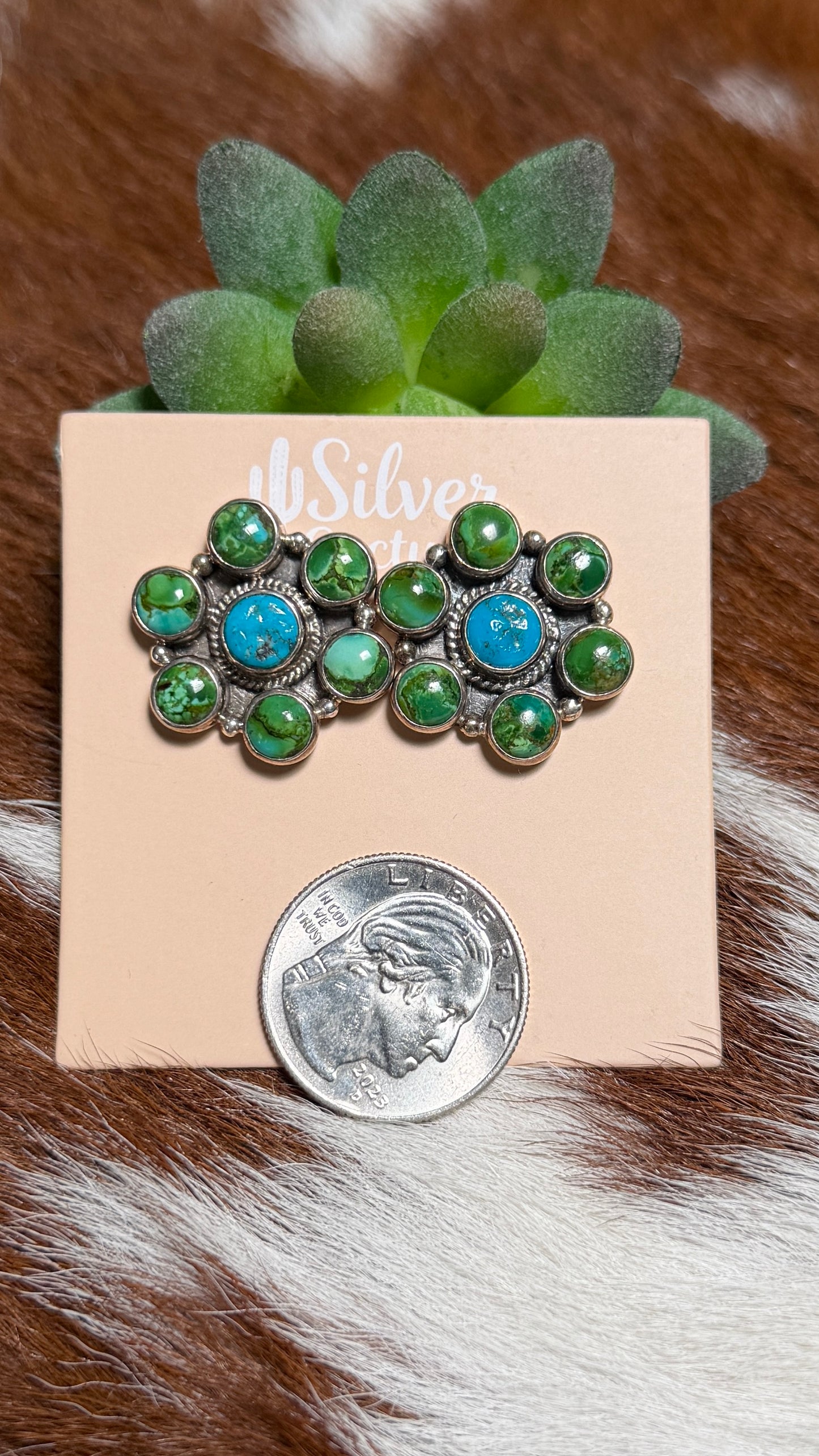Sonoran Gold & Sleeping Beauty Cluster Earrings