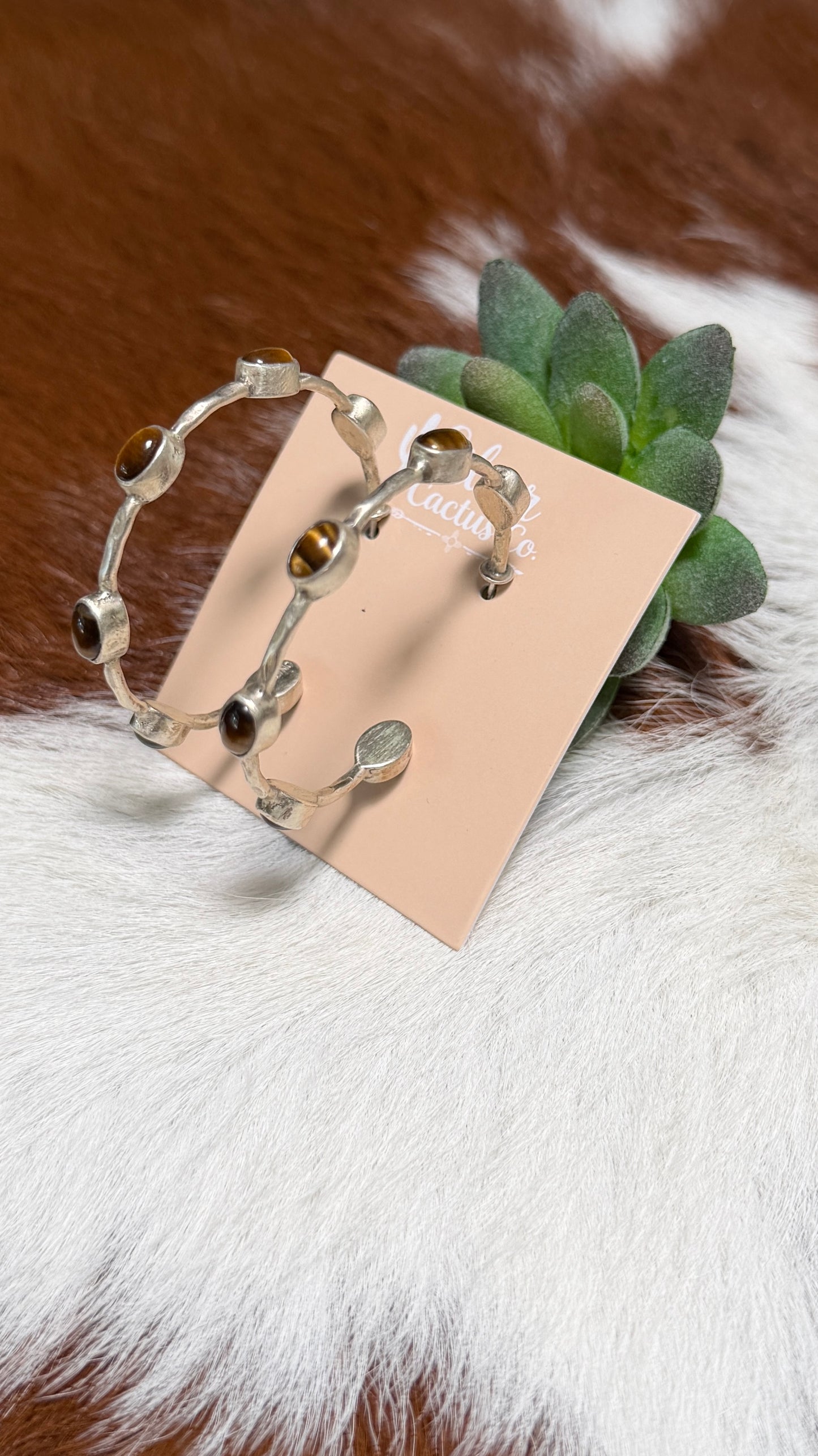 Tiger Eye Hoop Earrings