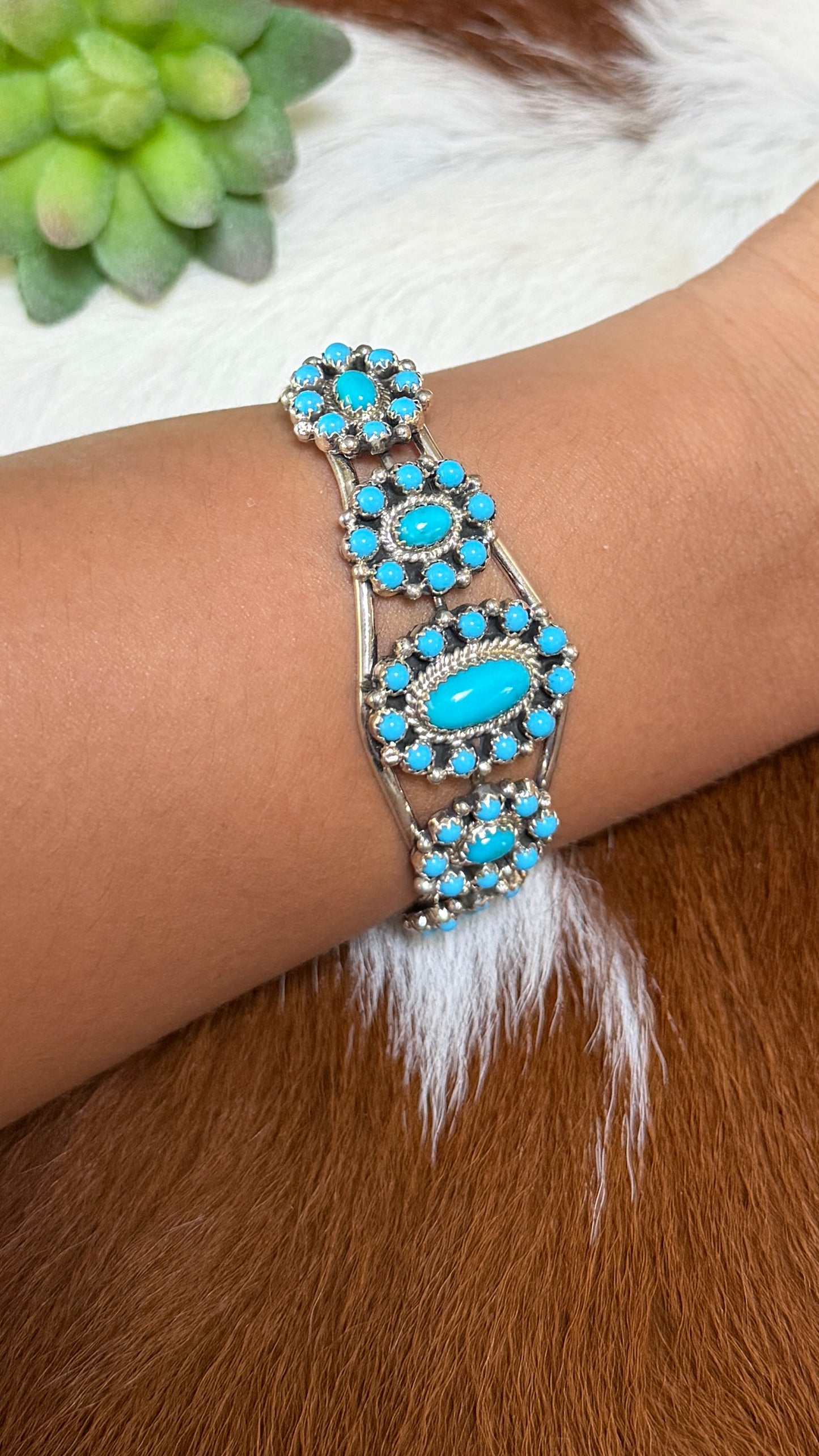 Native made Turquoise clusters cuff
