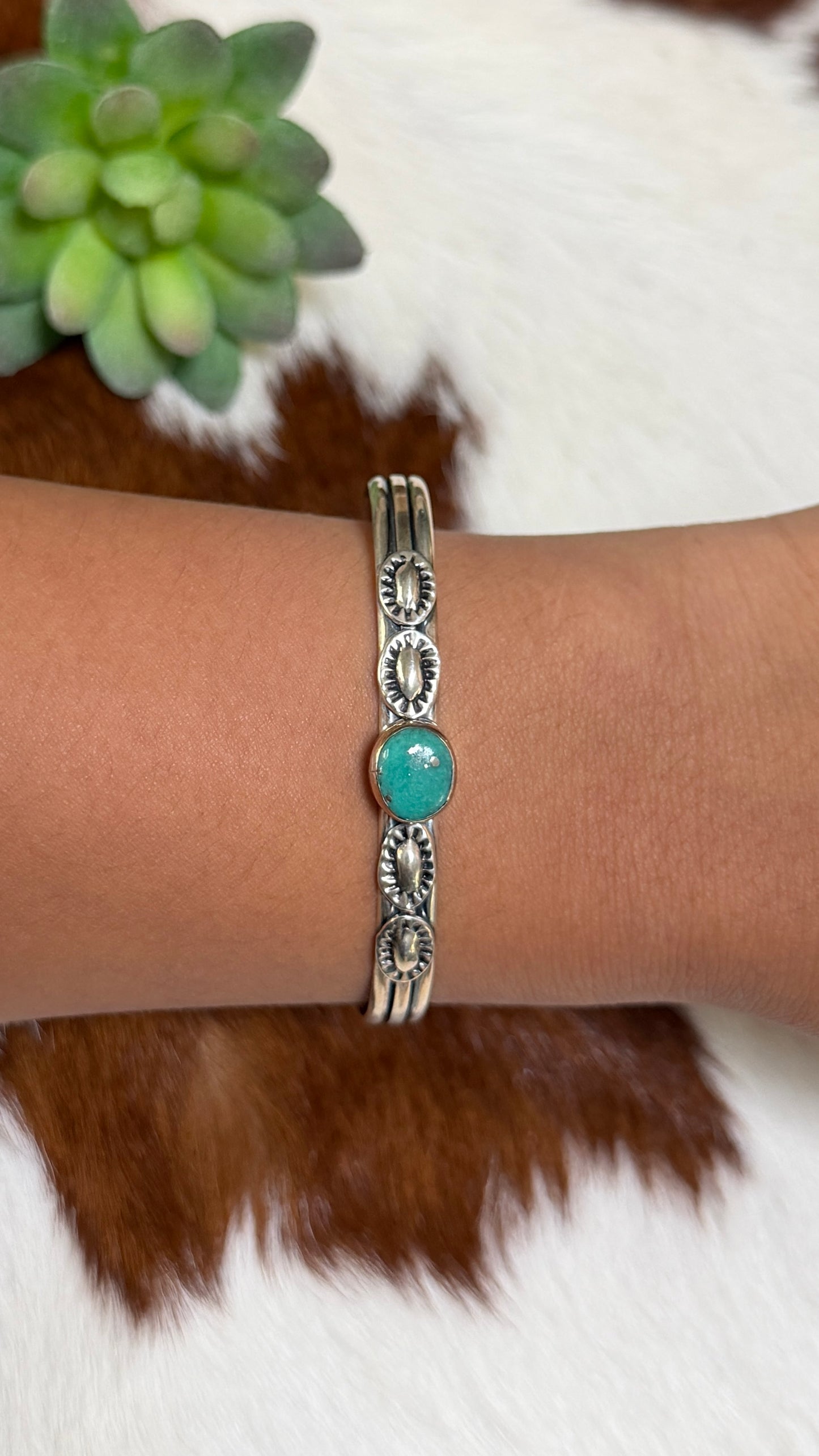 Native made turquoise stacker cuff