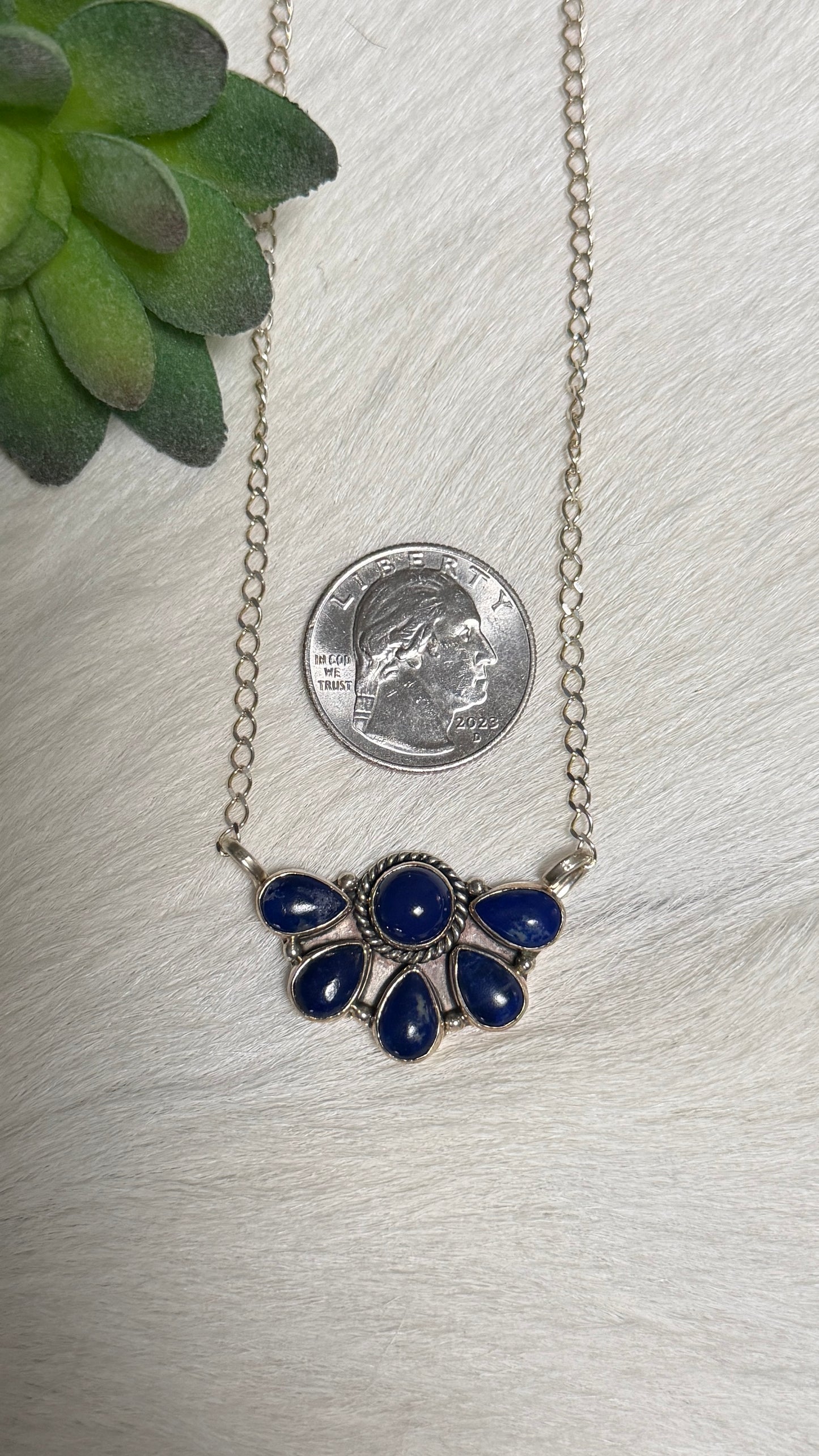 Lapis Half cluster necklace