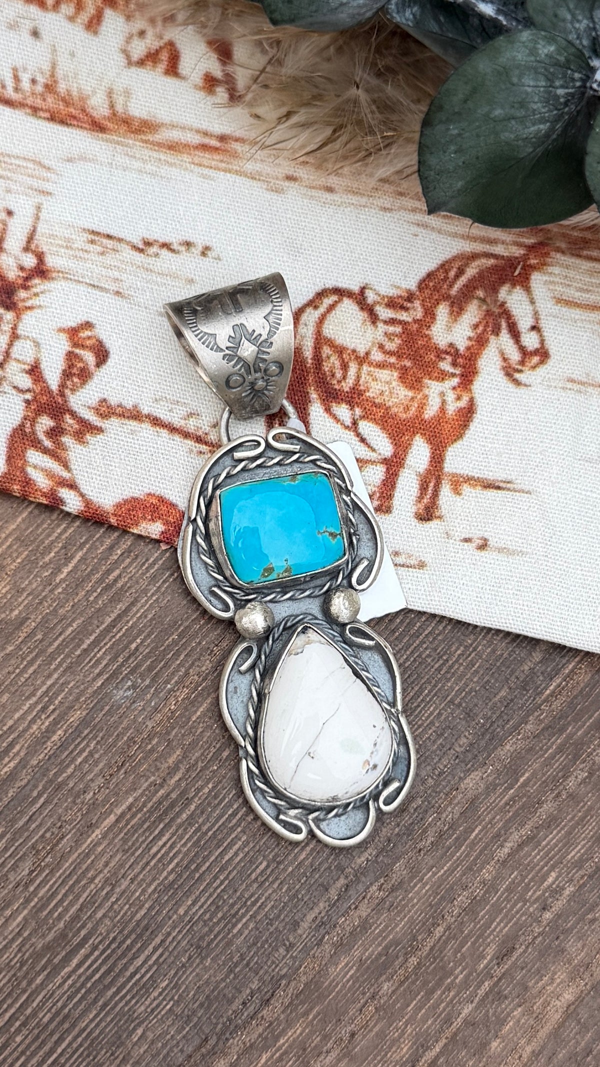 Gilbert Nez Kingman & White Buffalo Pendant