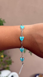 Zuni inlay turquoise heart bracelet