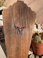 Steer Head & Red Spiny Bar Necklace