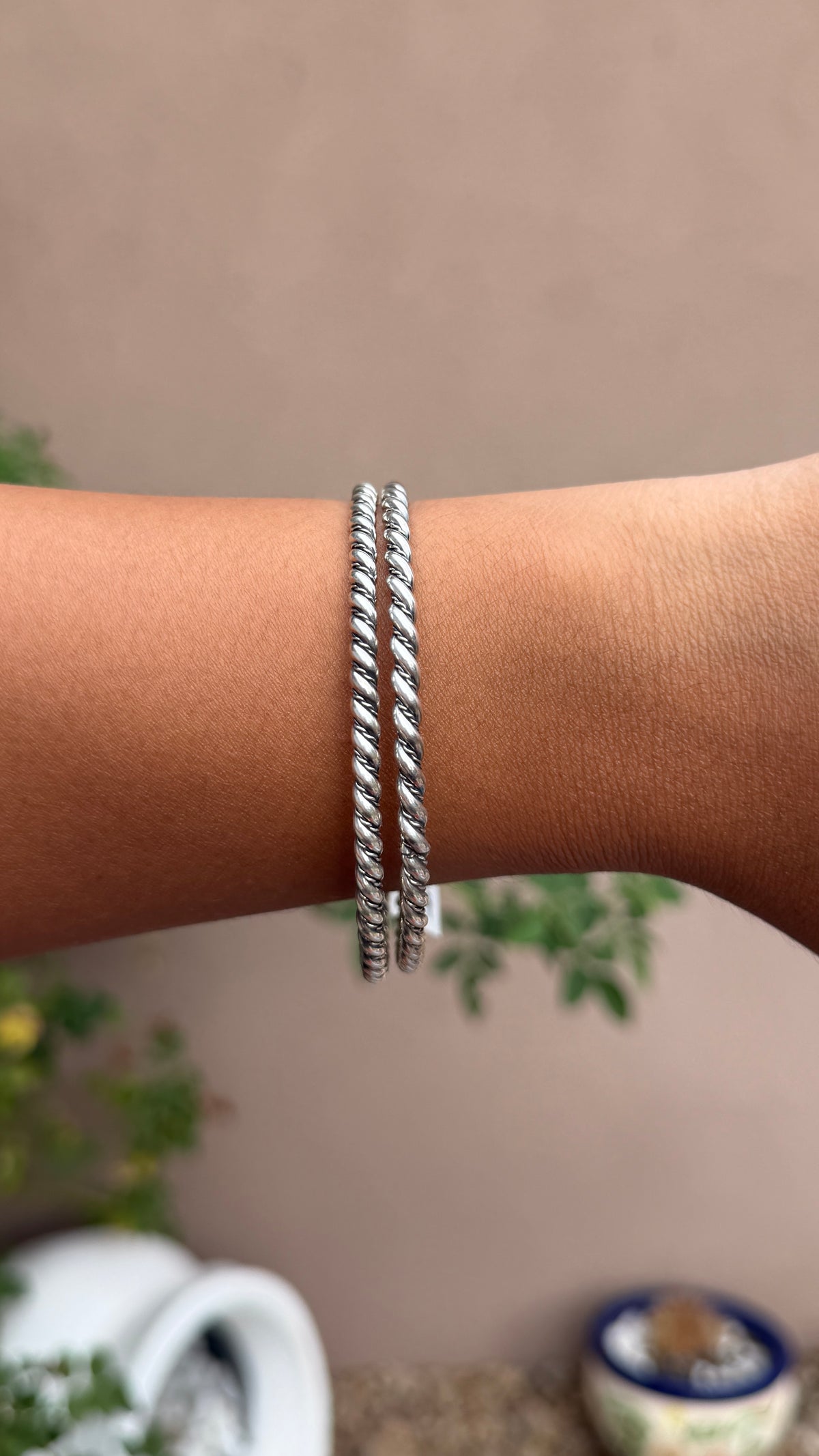 Elaine Tahe Silver Twisted bangle