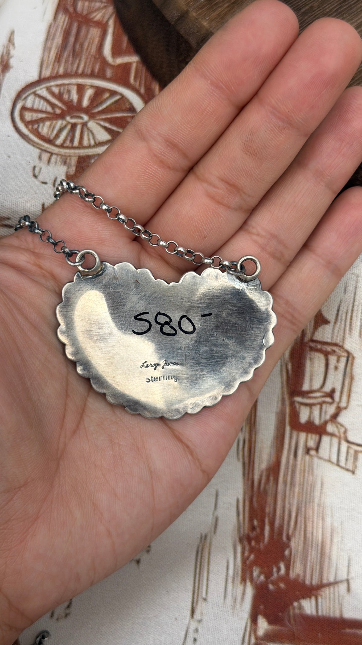 Leroy James Silver Heart Necklace with Stars