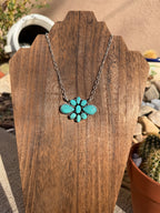 Turquoise Cluster Bar Necklace