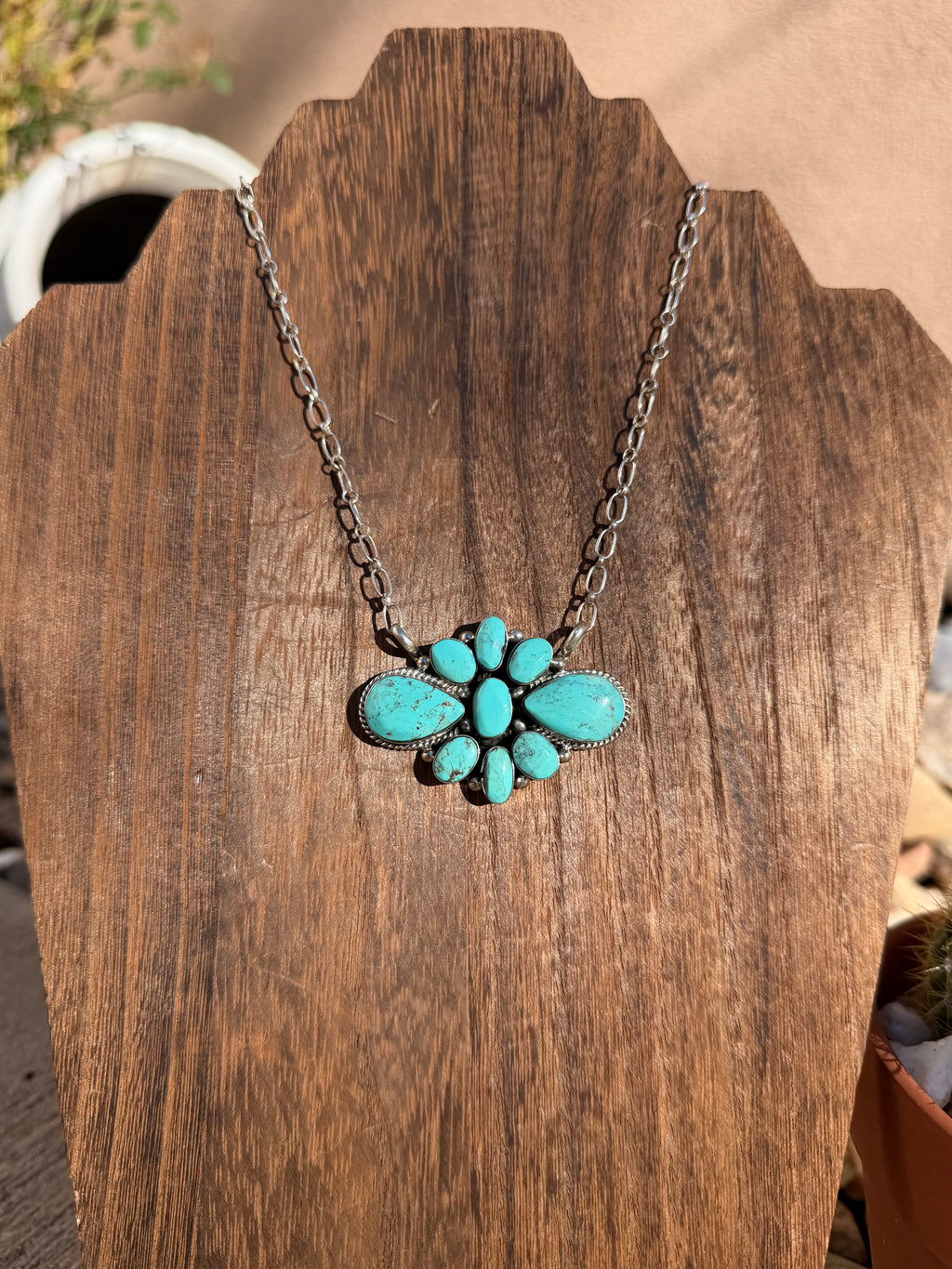 Turquoise Cluster Bar Necklace