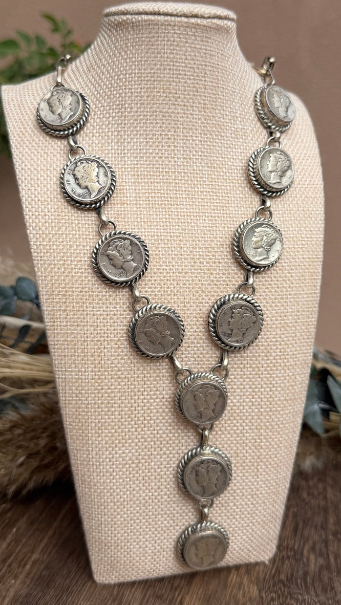 Delbert Sacatero Liberty Dime Necklace