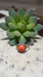 S Cooke Orange Spiny Heart Ring, Size 7