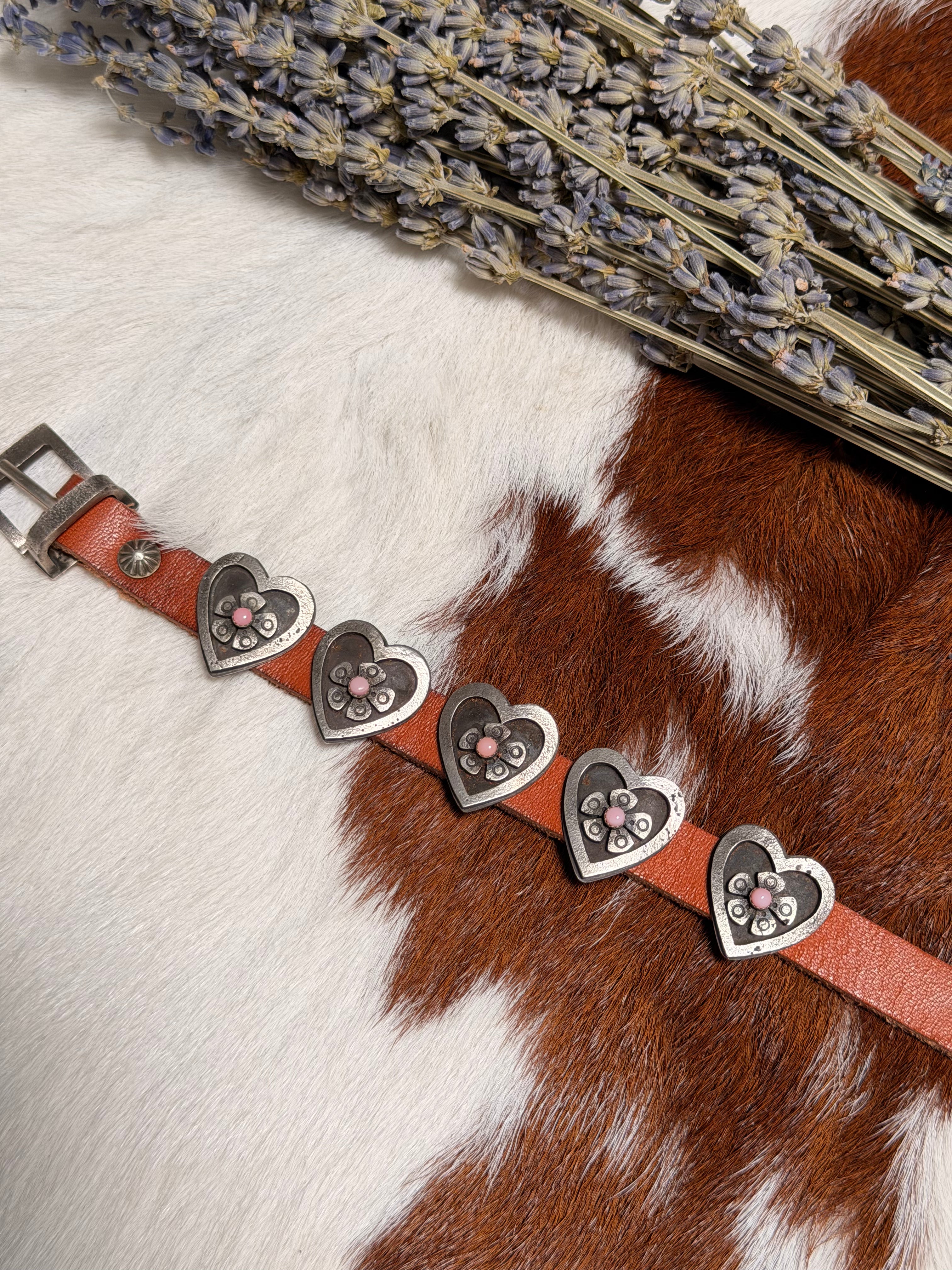 Alonzo John Pink Conch Heart Leather Bracelet