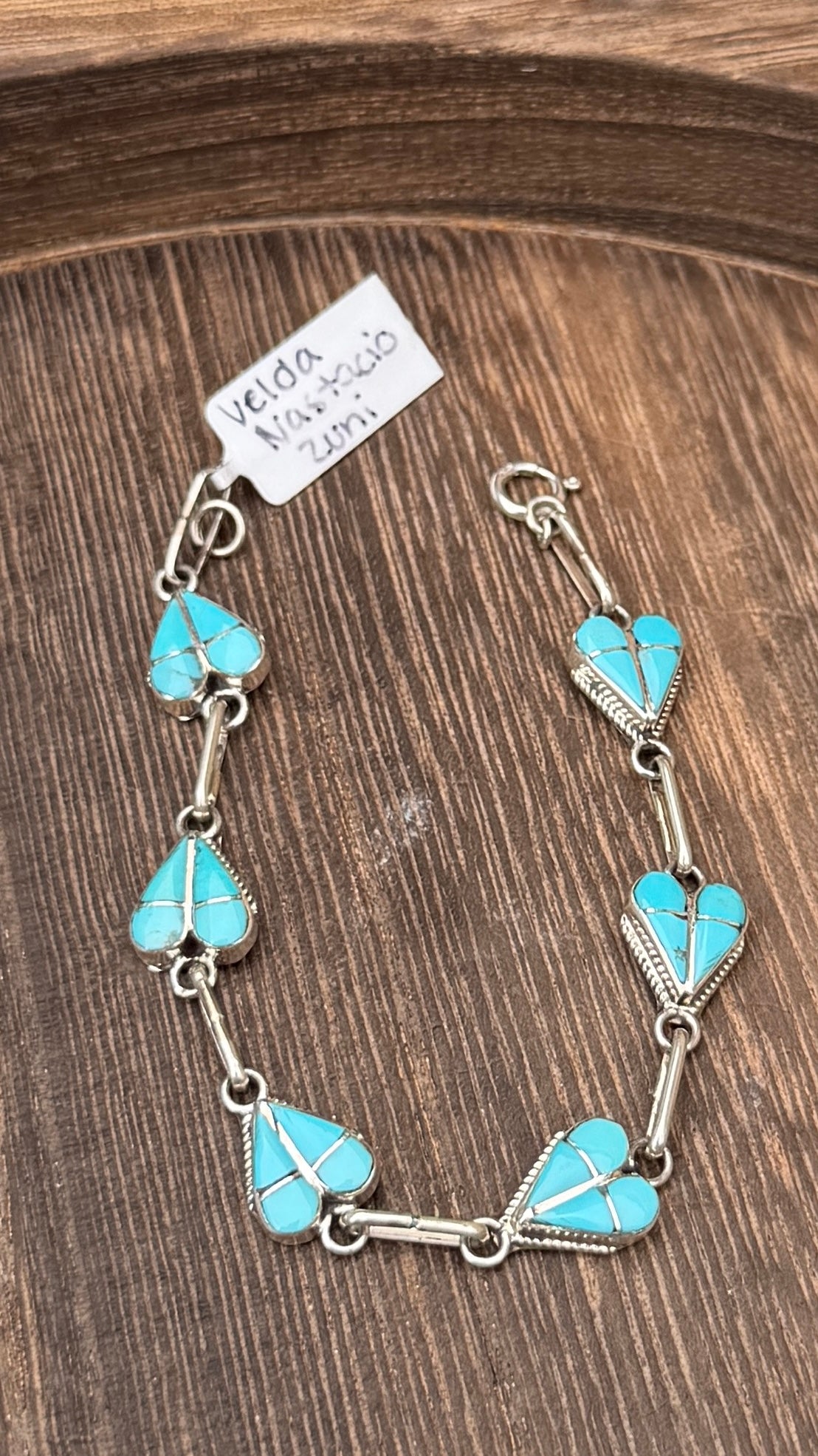 Zuni inlay turquoise heart bracelet