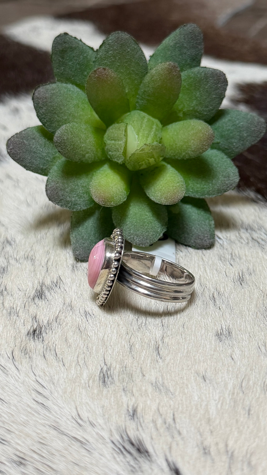 Pink Conch Heart Ring, Size 7