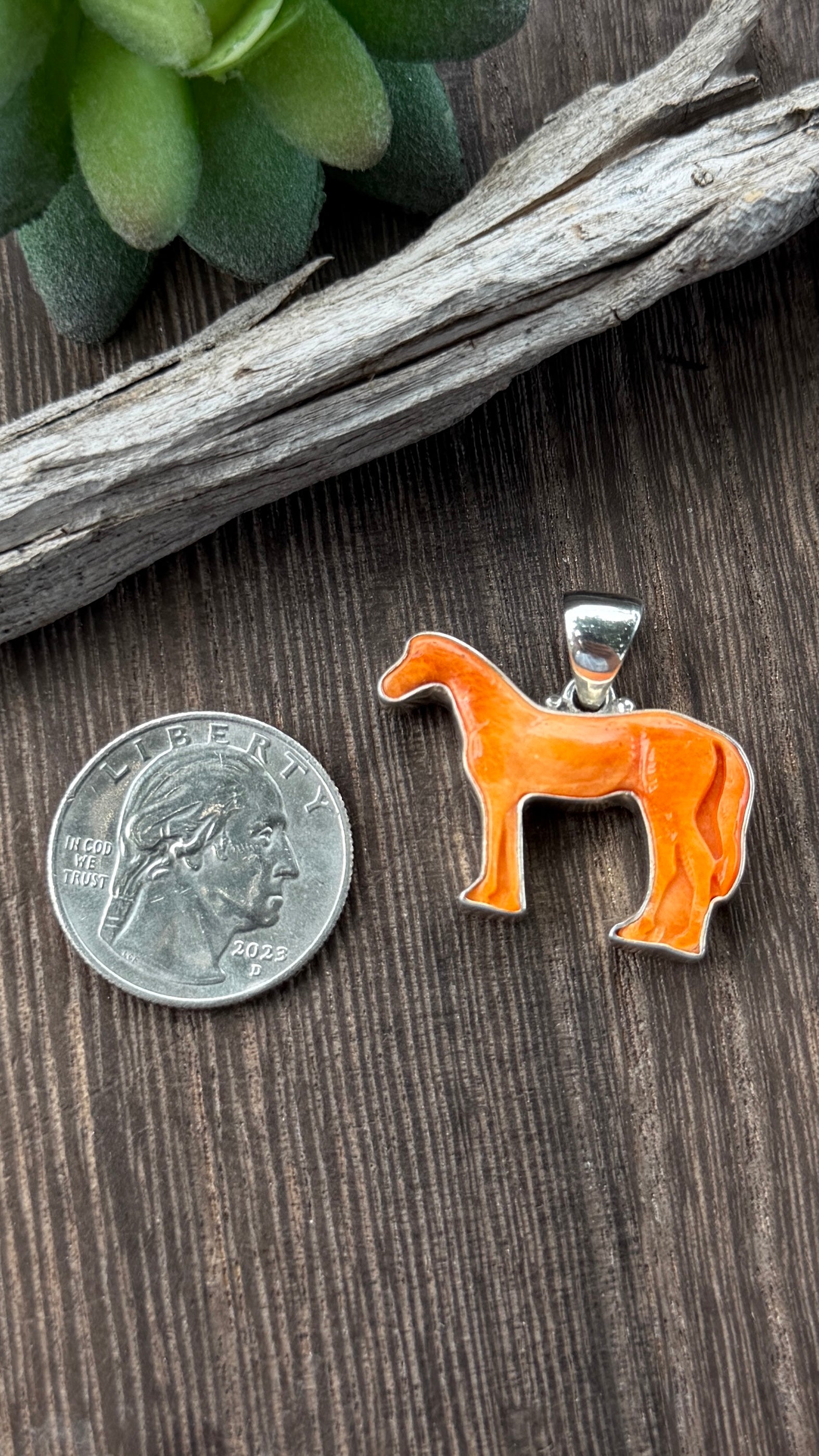 Orange Spiny Horse Pendant