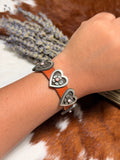 Alonzo John Pink Conch Heart Leather Bracelet