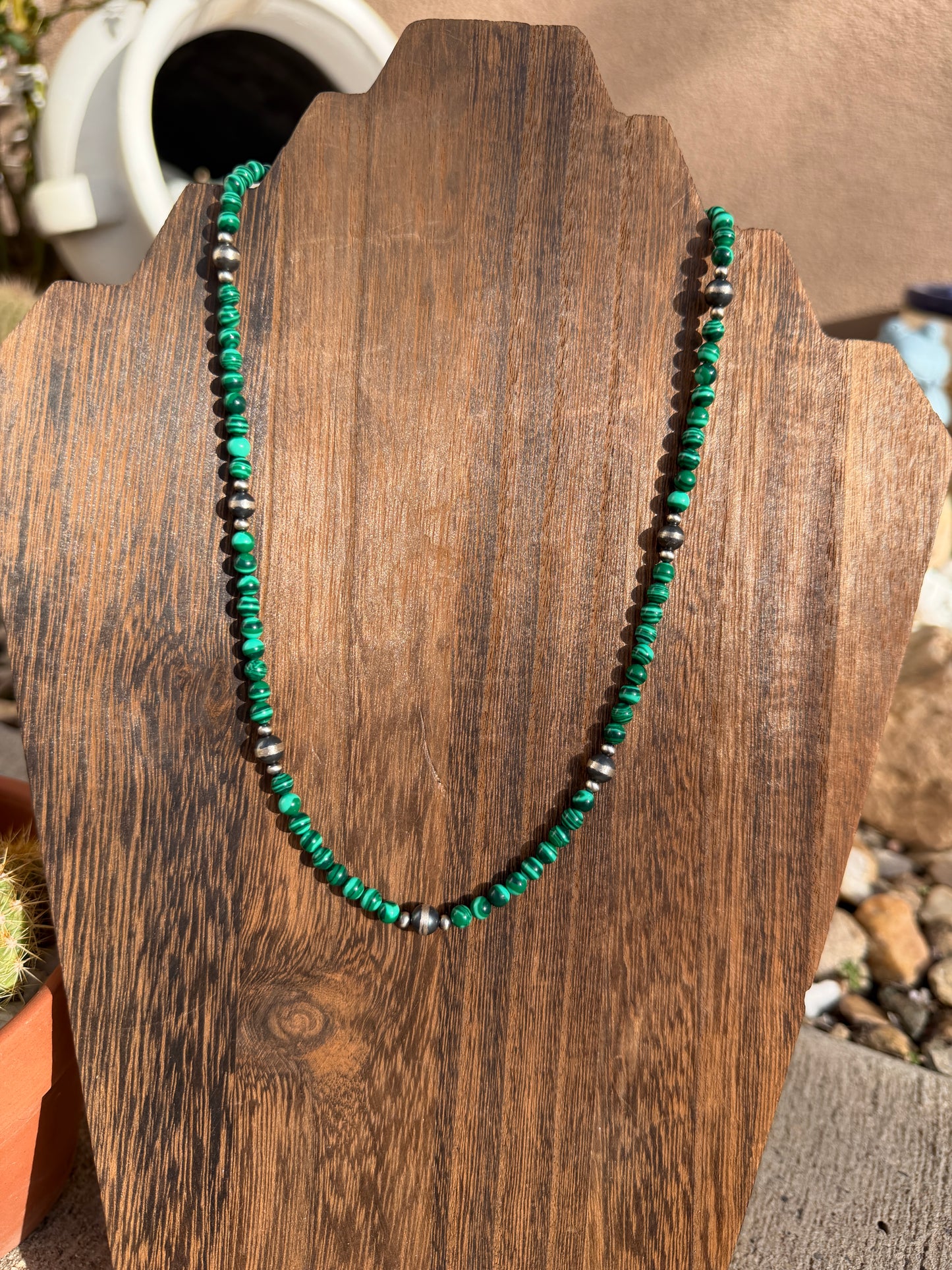 Malachite & Pearls 18"