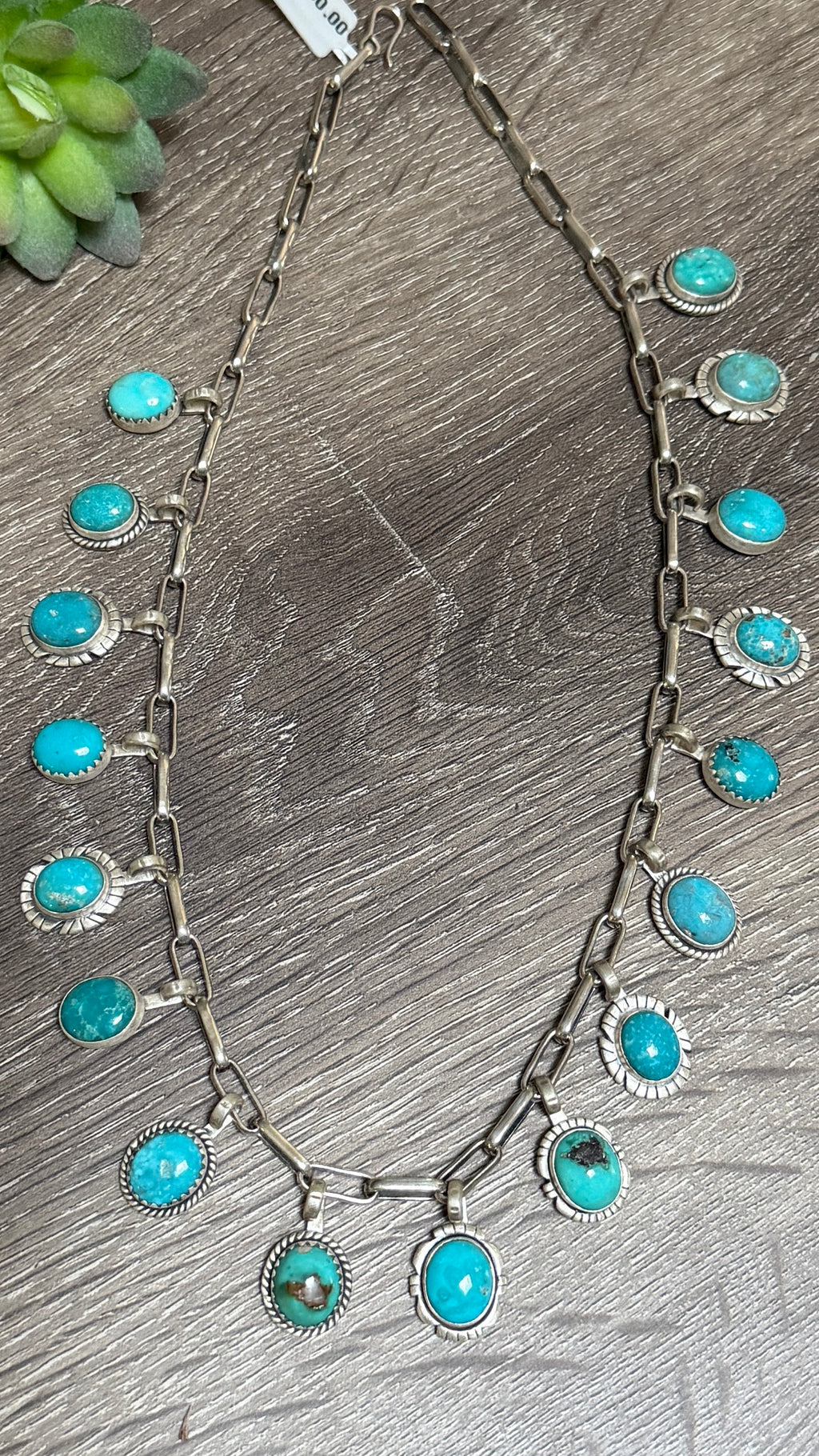 Kingman Turquoise charm necklace 19.5"